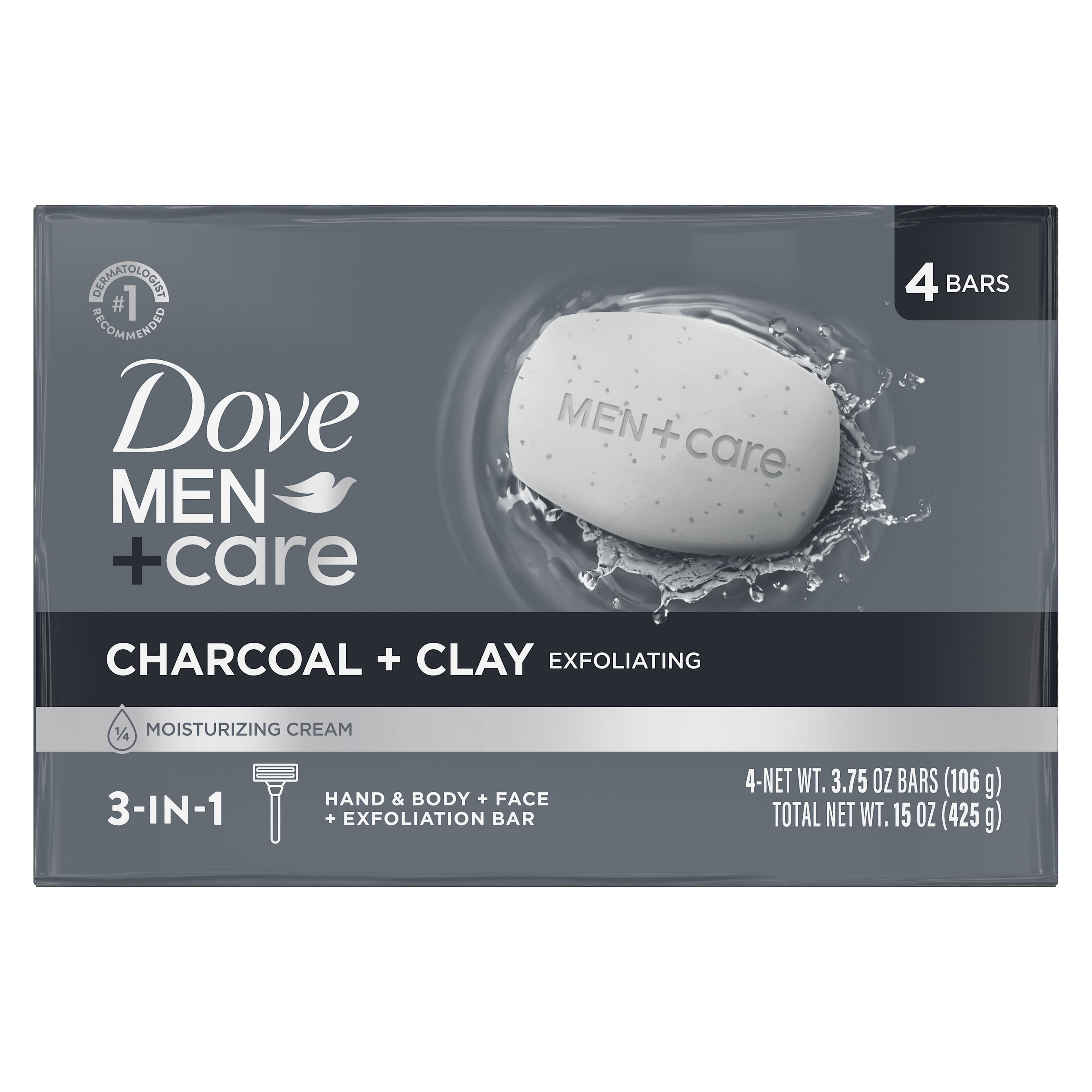 Men+Care Charcoal + Clay 3-n-1 Hand and Body + Face + Shave Bar