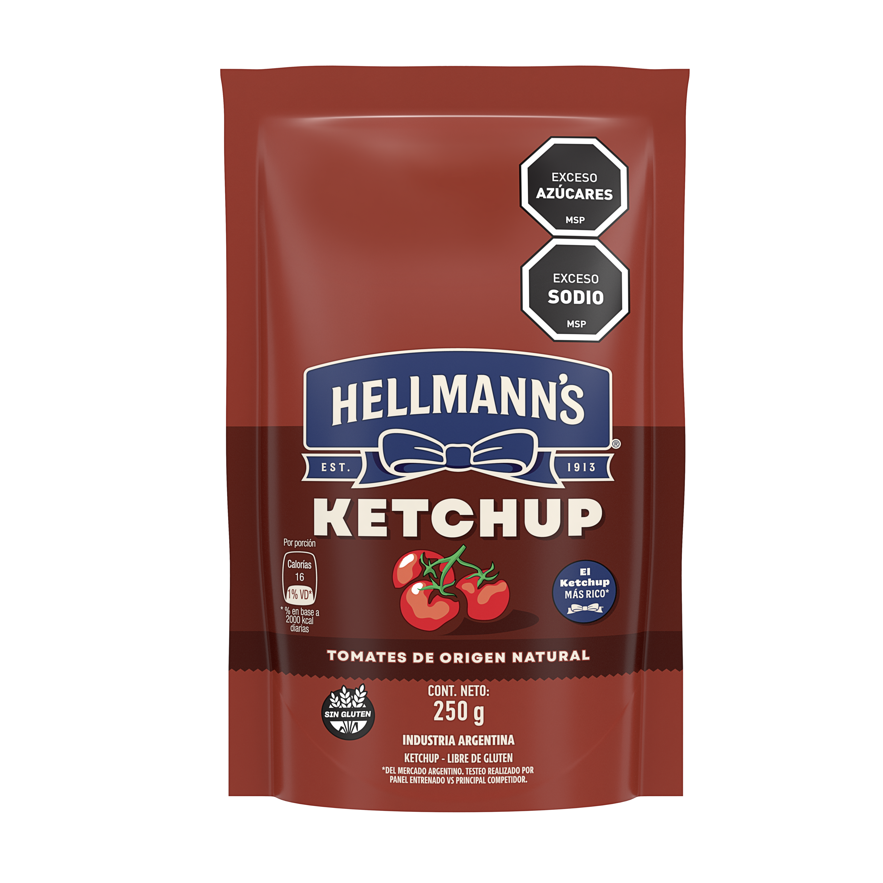 Envase doypack rojo de ketchup Hellmann´s