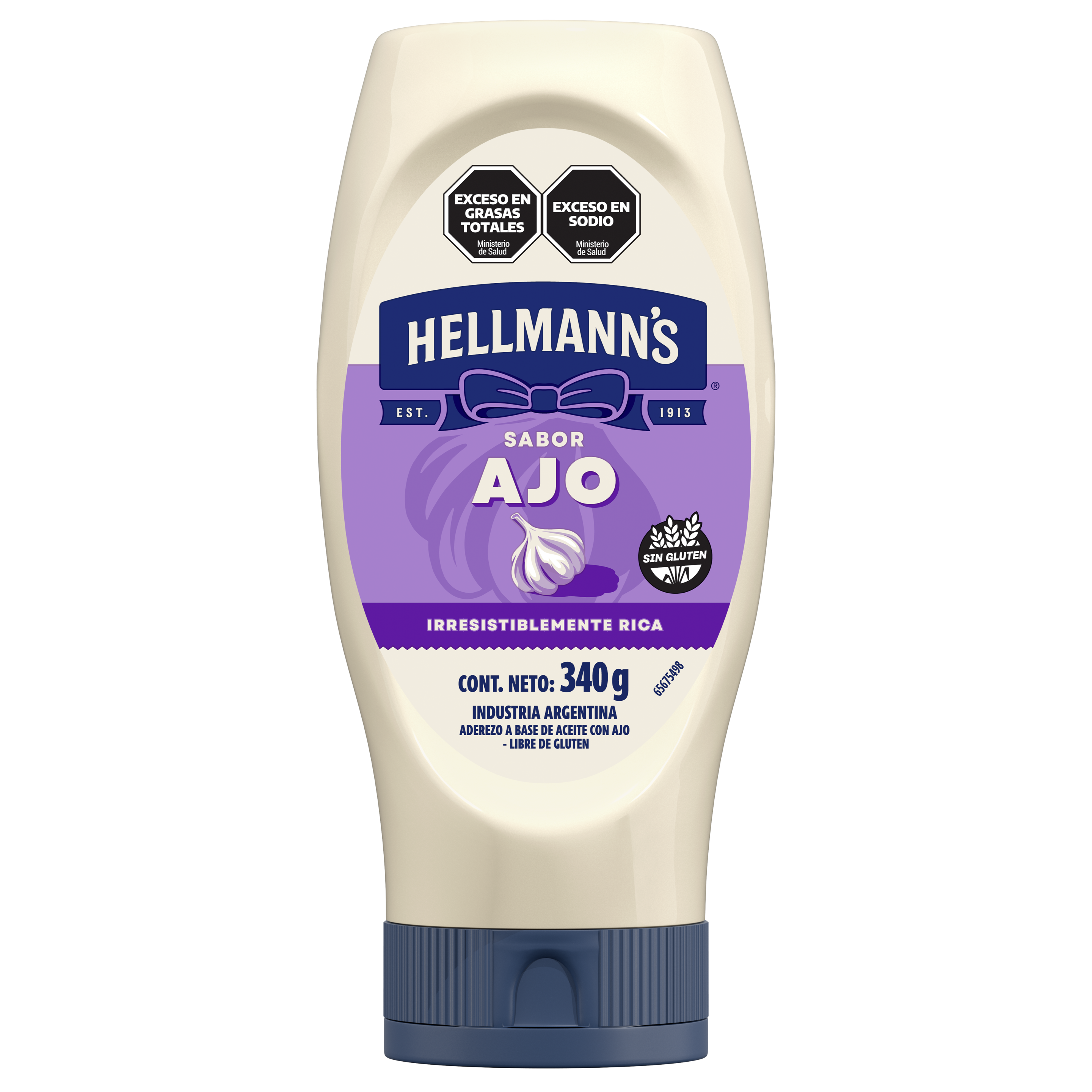 Imagen de envase Squeeze de Hellmann's Ajo 340 gramos packshot