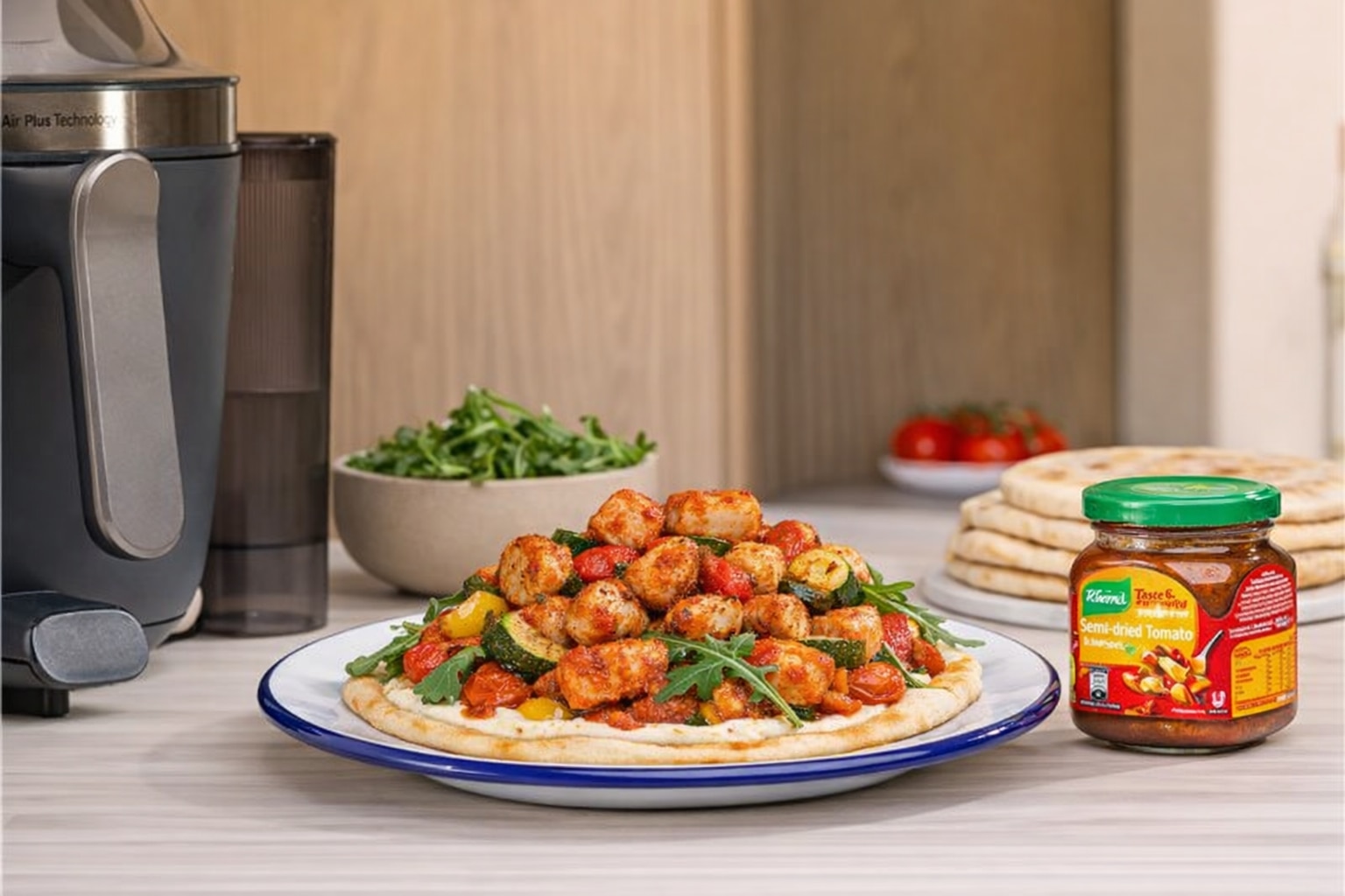 Air Fryer Chicken and Veggie Flatbreads 25 MINS  recipe