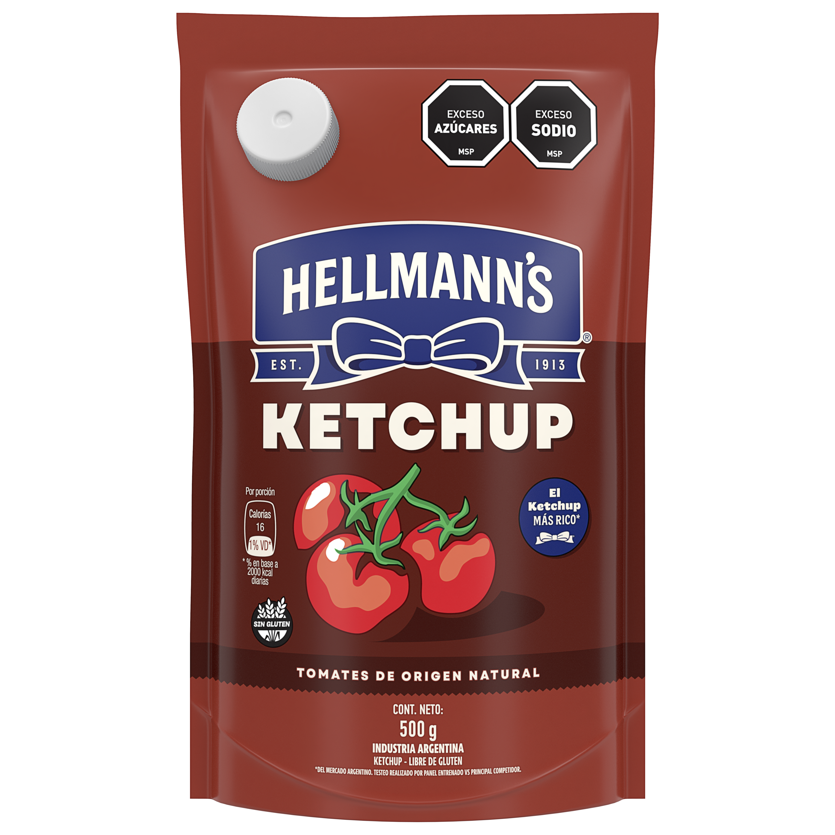 Envase doypack rojo de ketchup Hellmann´s packshot