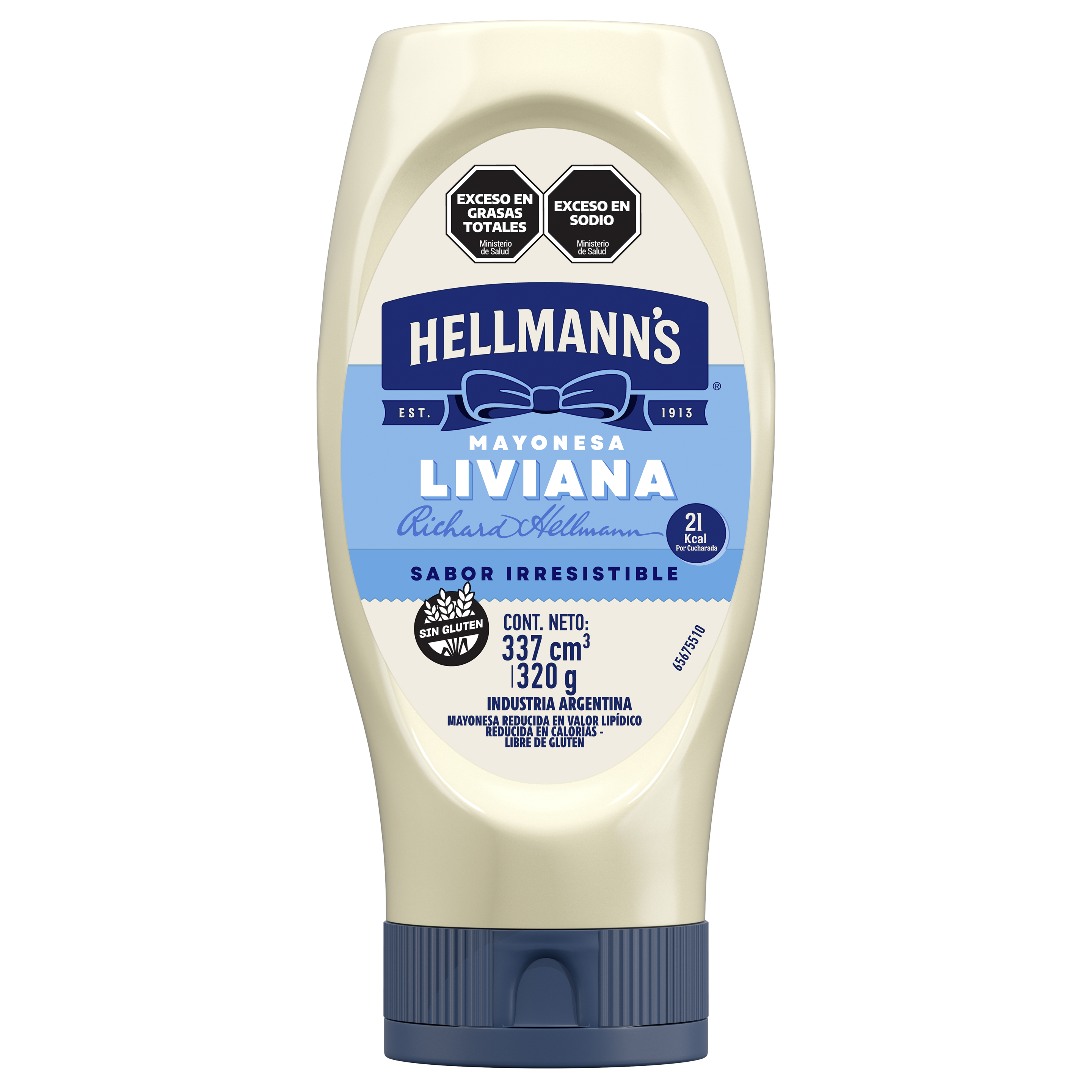 Envase doypack de mayonesa liviana Hellmann´s con menos calorías