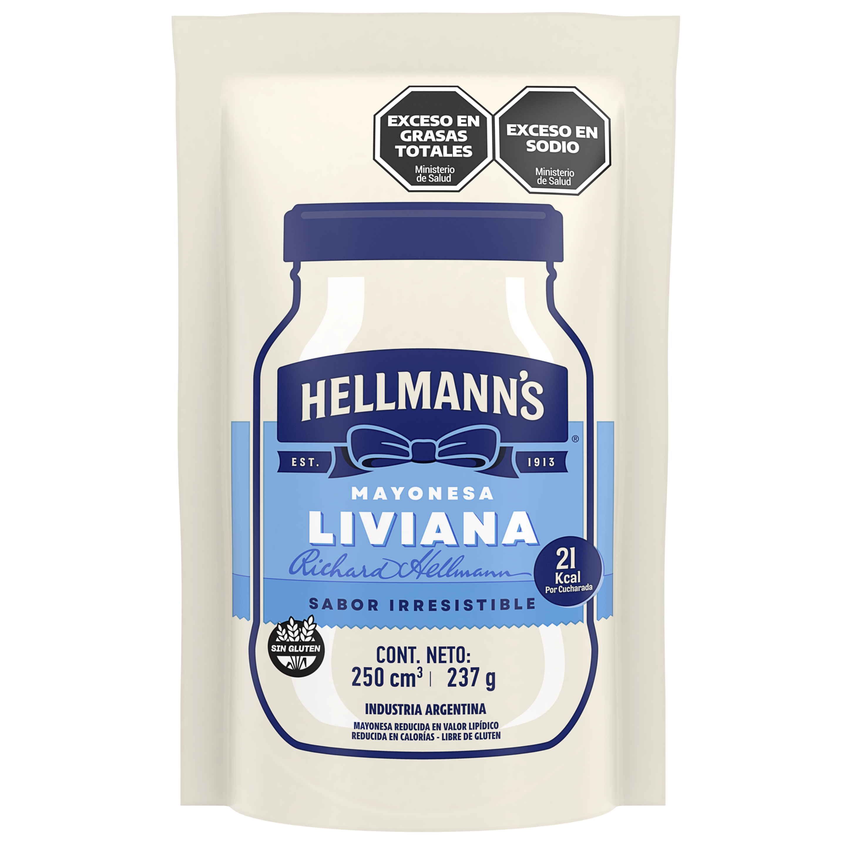 Envase Squeeze de mayonesa liviana Hellmann´s con menos calorías