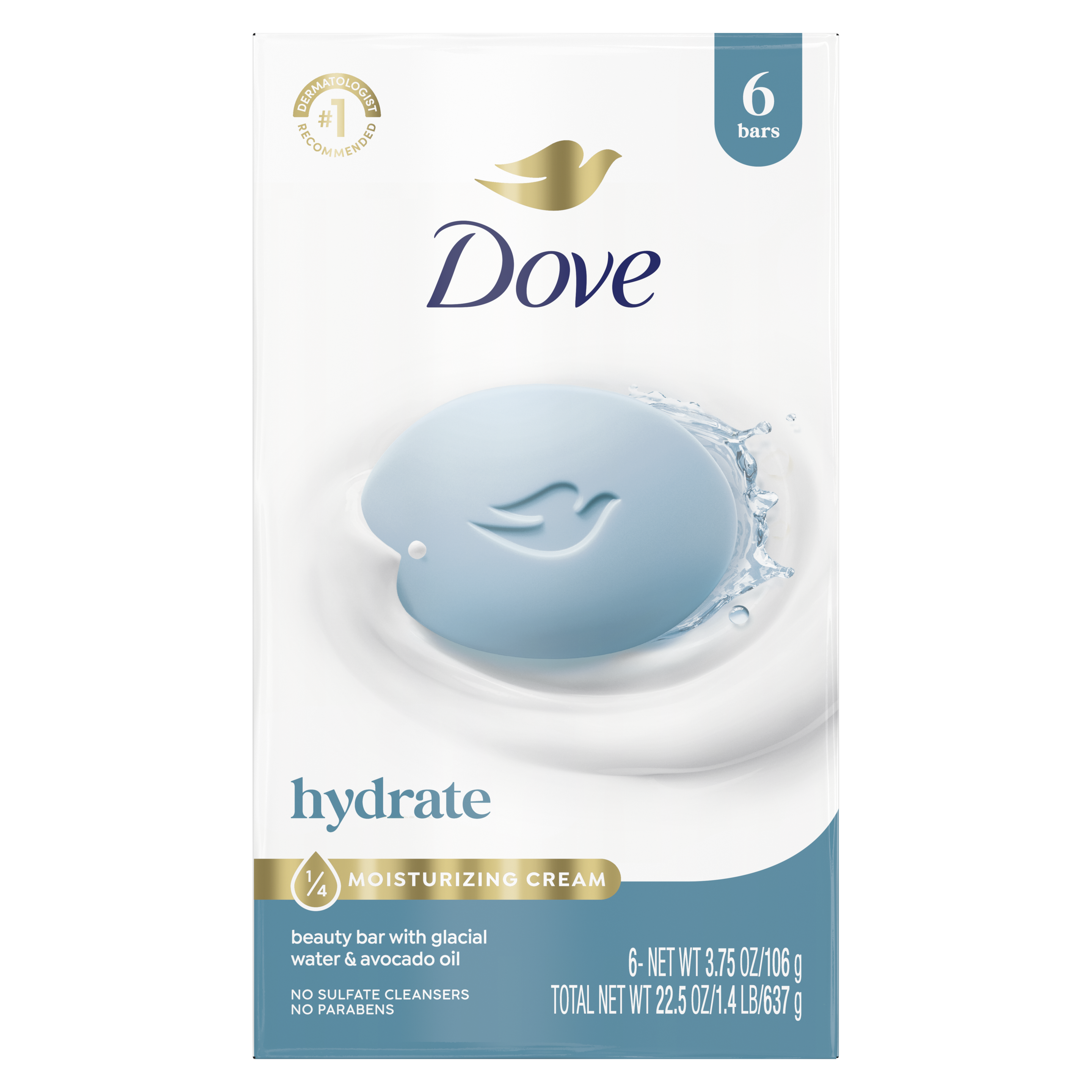 Dove Hydrating Beauty Bar 6 bar 3.75oz packshot
