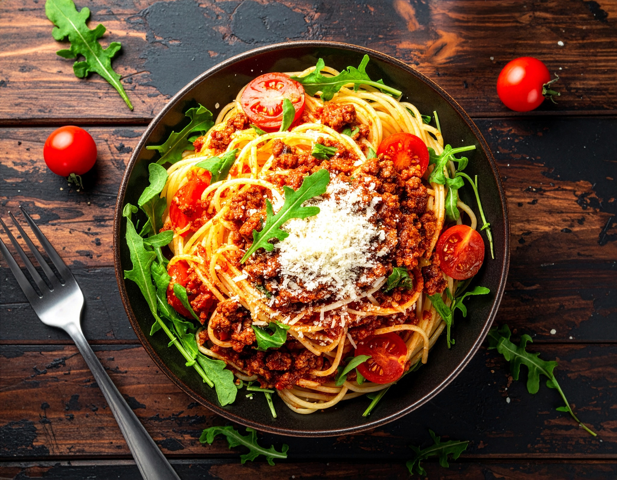 Spaghetti Bolognese mit Cherrytomaten und Rucola 25 Min  recipe