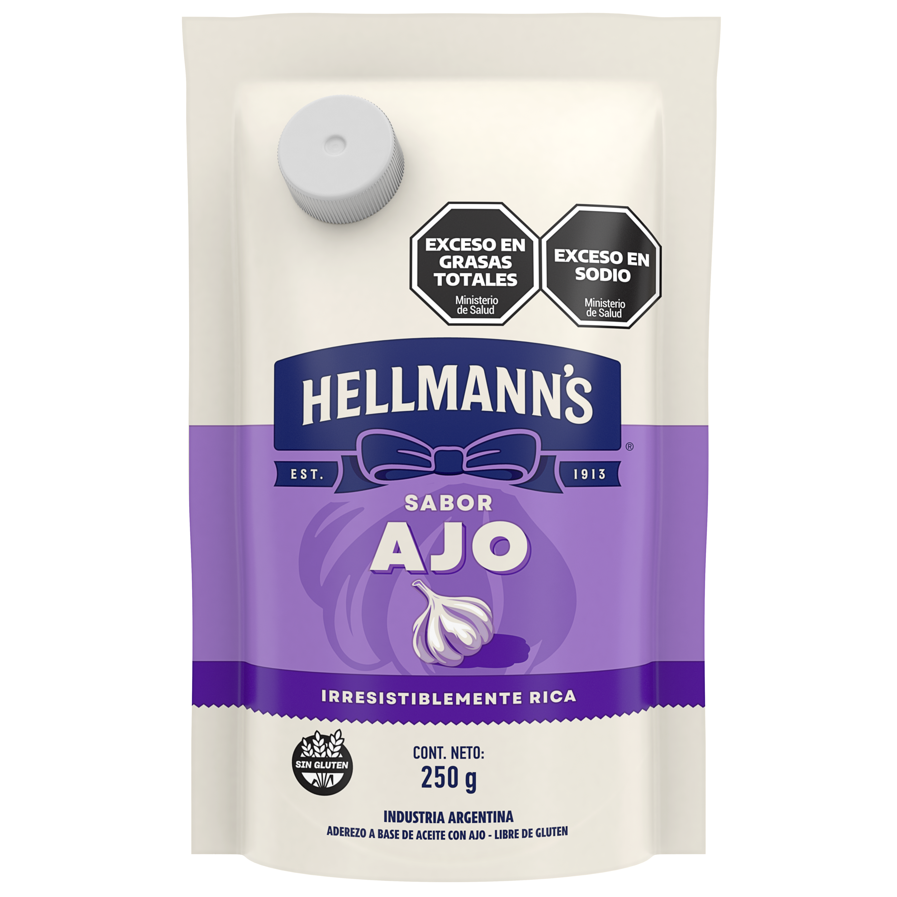 Imagen de envase Doypack de Hellmann's Ajo 250 gramos