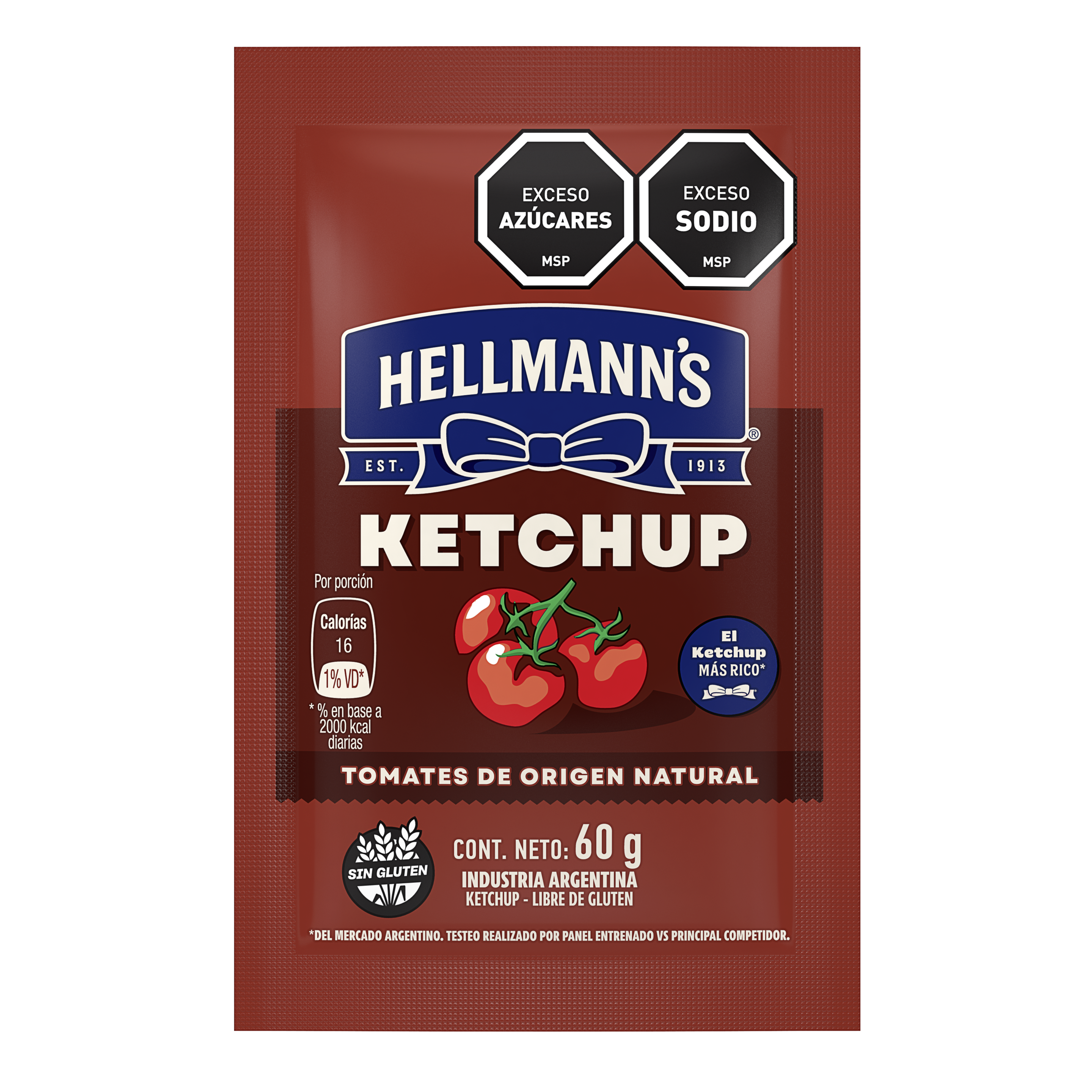 Envase doypack rojo de ketchup Hellmann´s