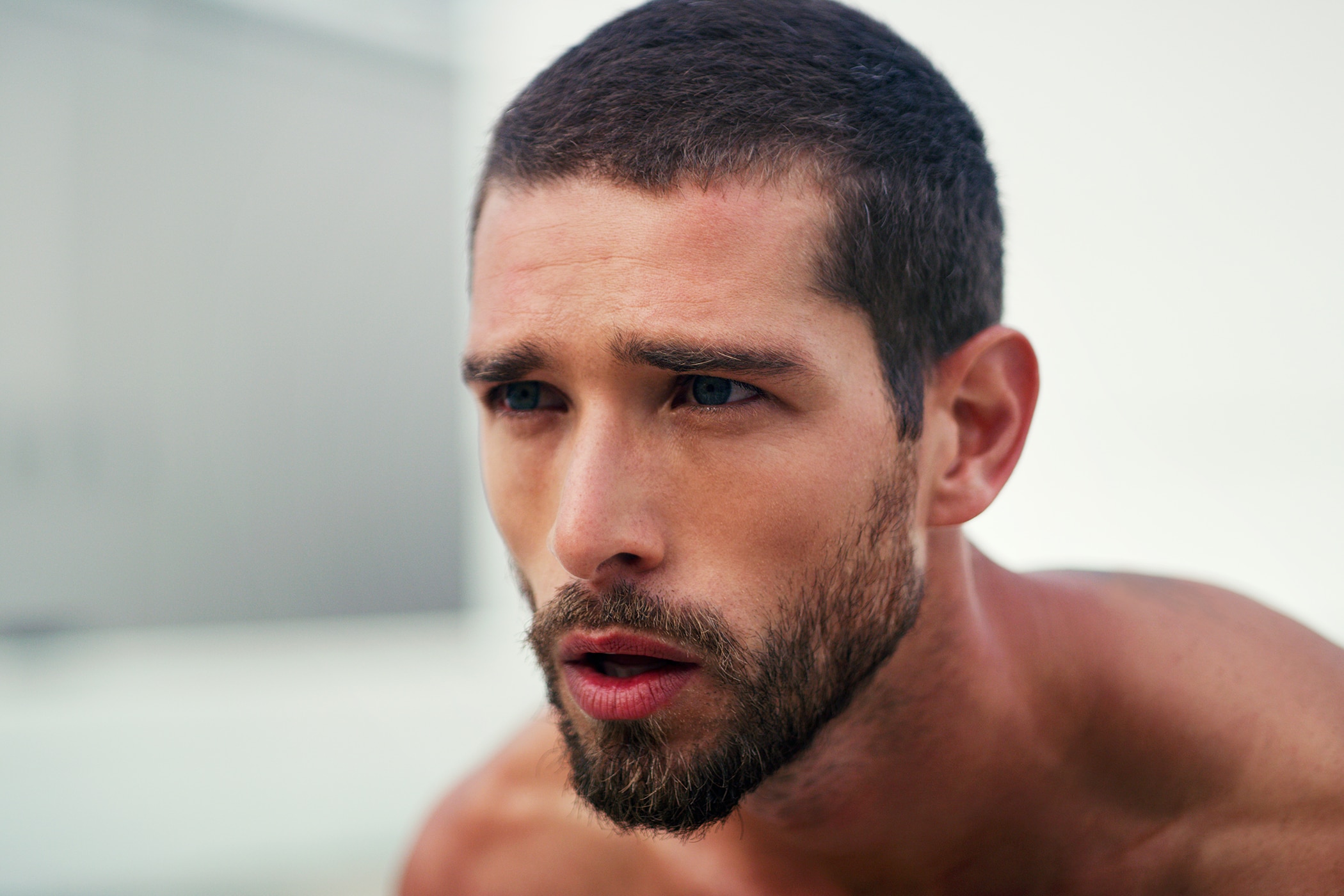 Man experiencing morning anxiety and stress sweat 