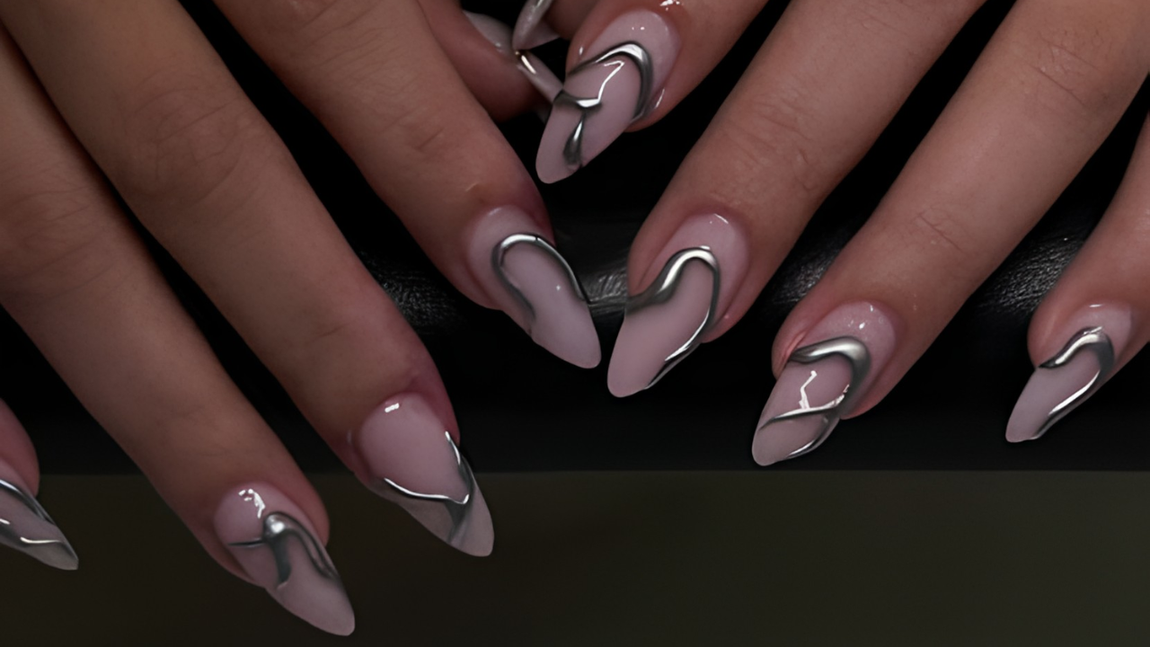 19. Chrome Swirl Nail Art