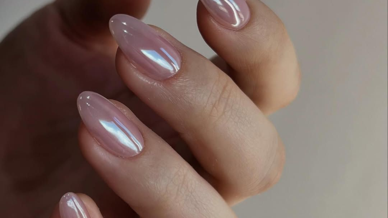 7. Pink Chrome Nails