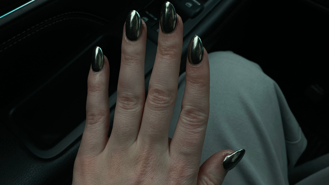 12. Black Chrome Nails