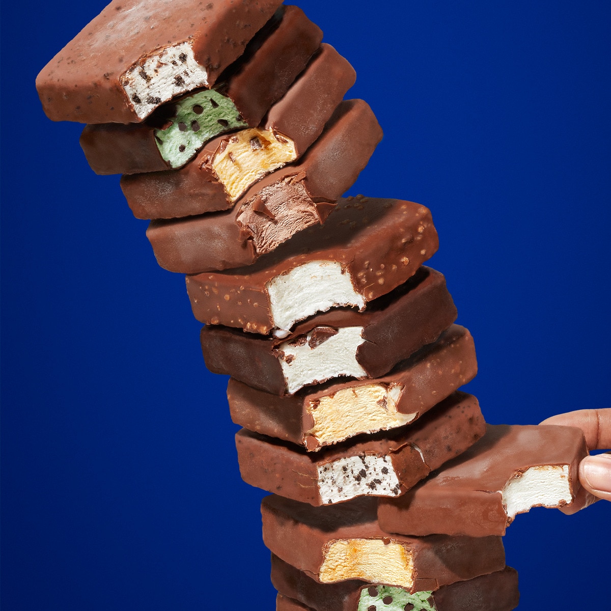  A stack of different Klondike ice cream bars