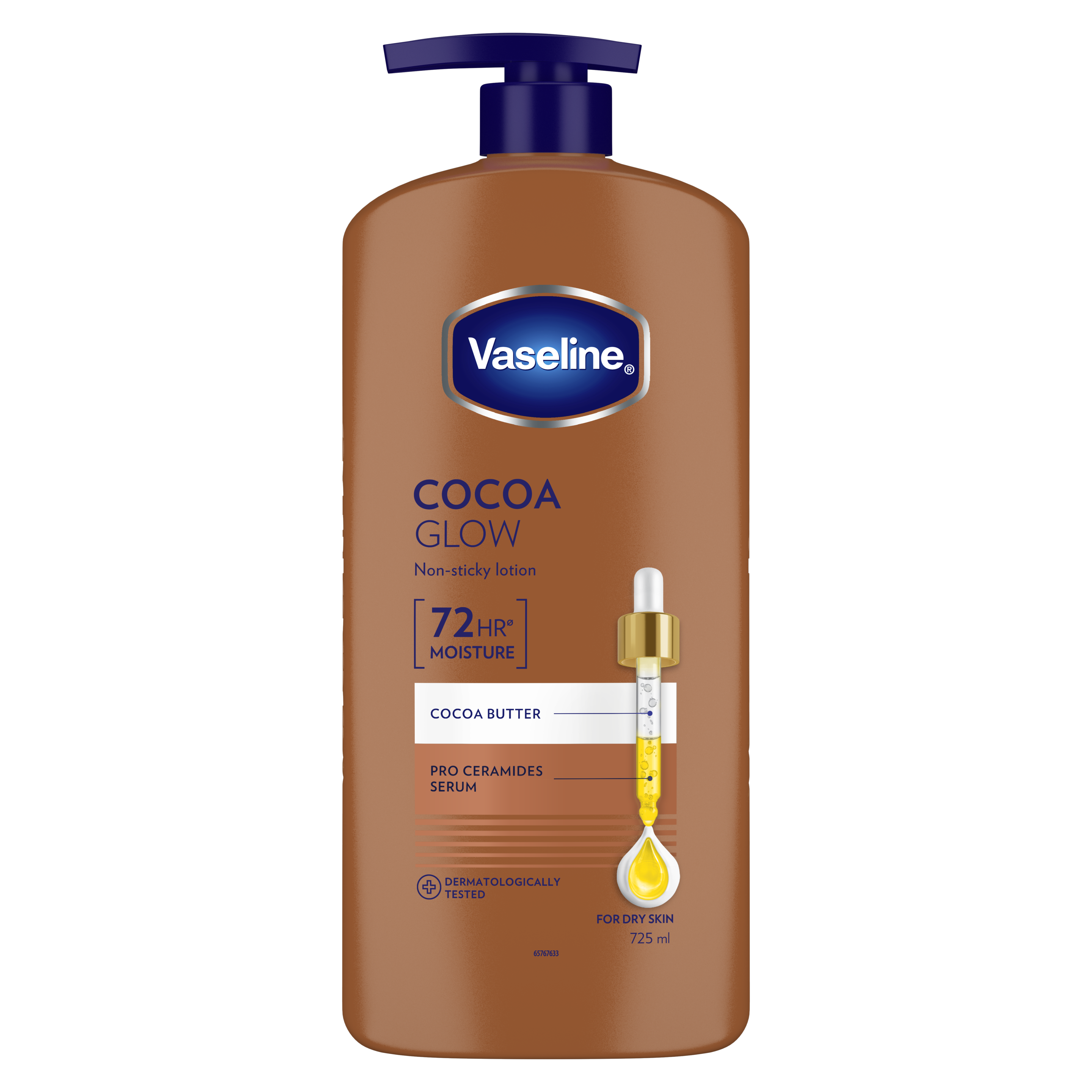 Vaseline Cocoa Glow Body Lotion with Ceramides & Cocoa Butter for Dry Winter Skin, 725 ml packshot
