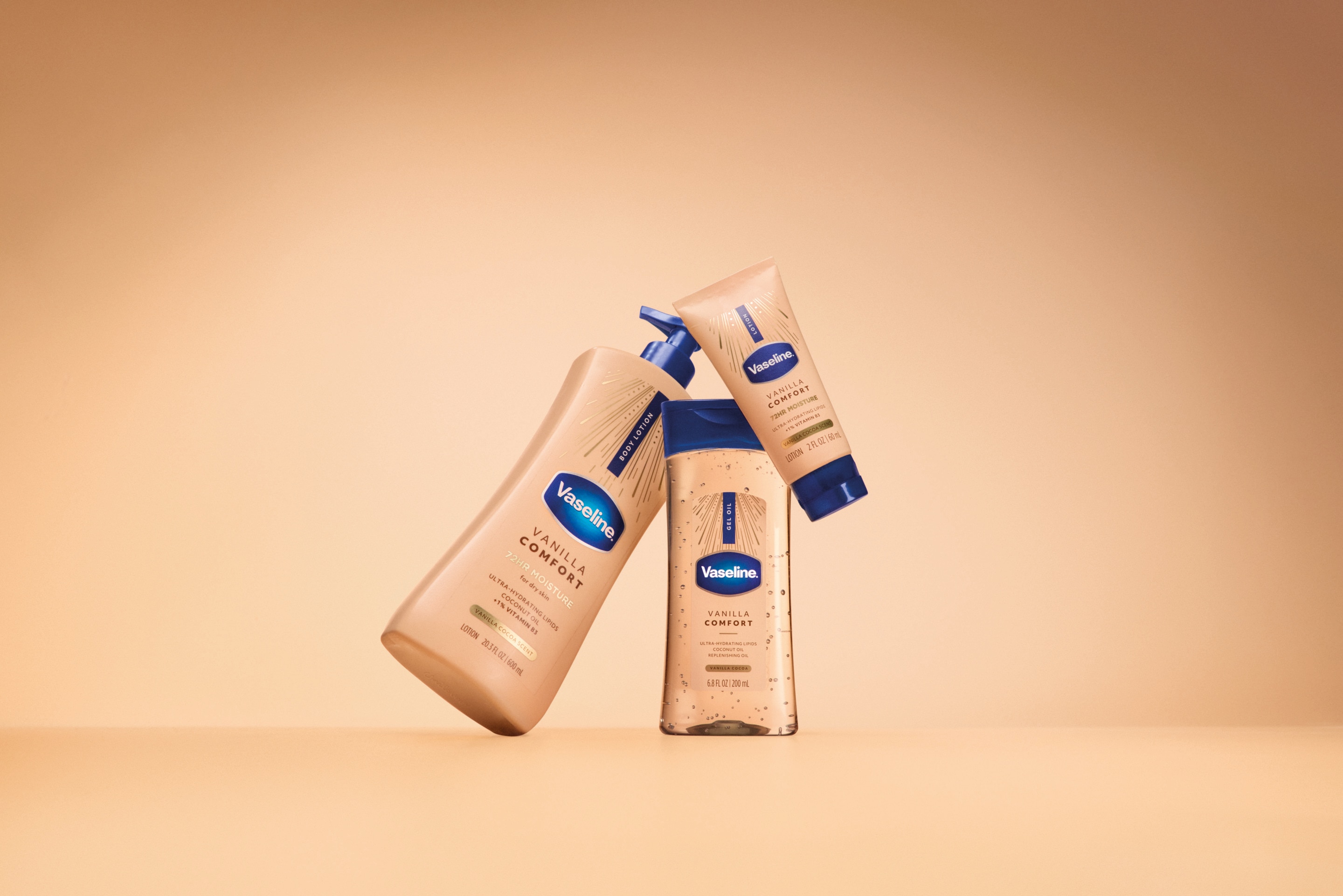 Vaseline vanilla comfort bottles lineup