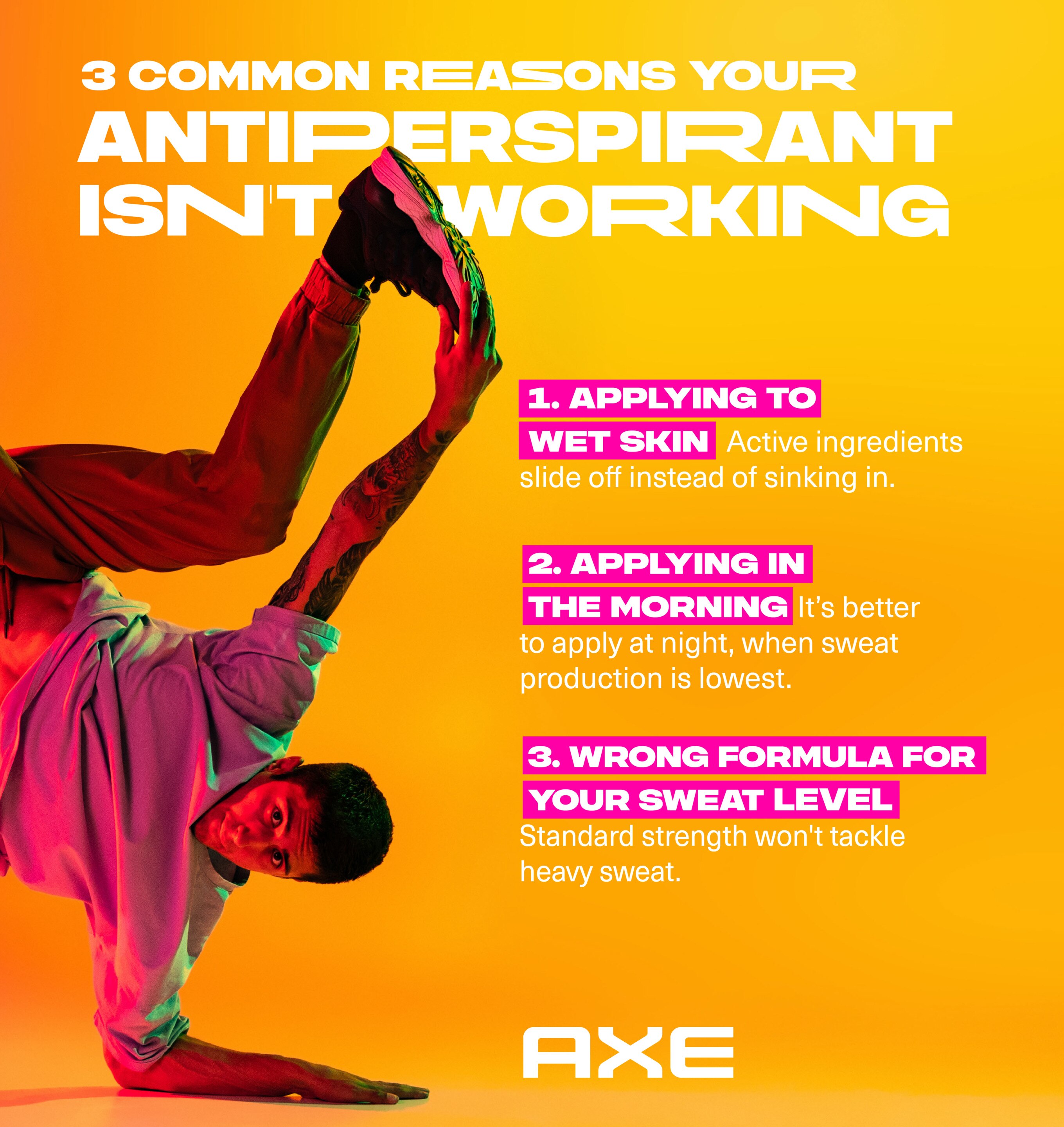 Infographic explaining the Four Different Reasons your Antiperspirant isnt working 