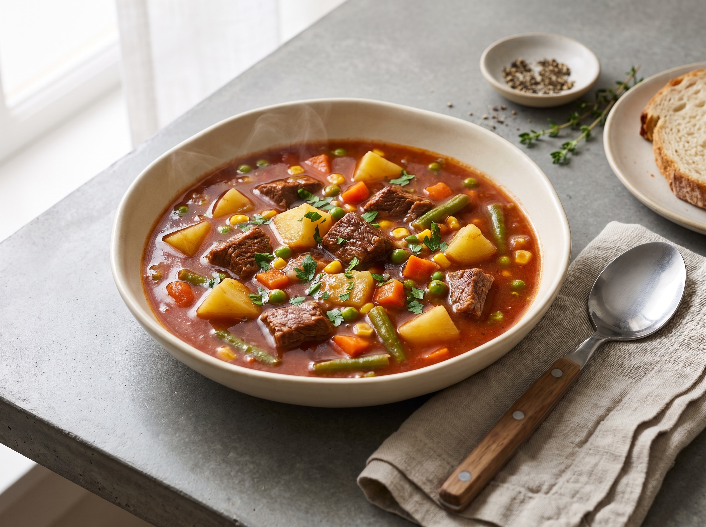 Slow Cooker Vegetable Beef Soup 255 Minutes  recipe