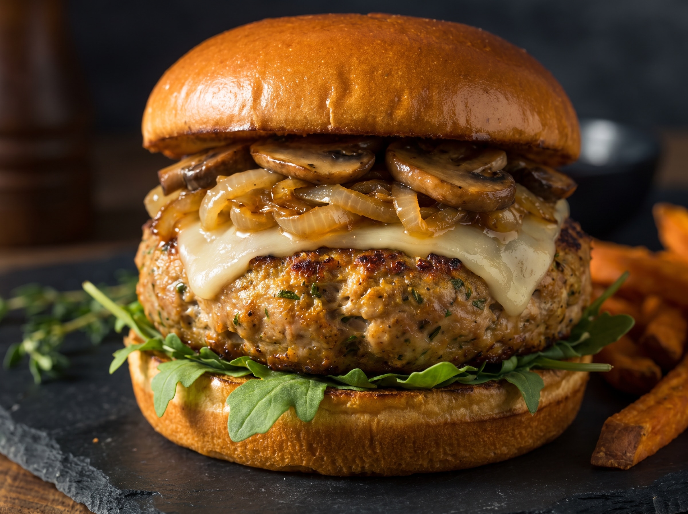 Golden Onion Turkey Burger