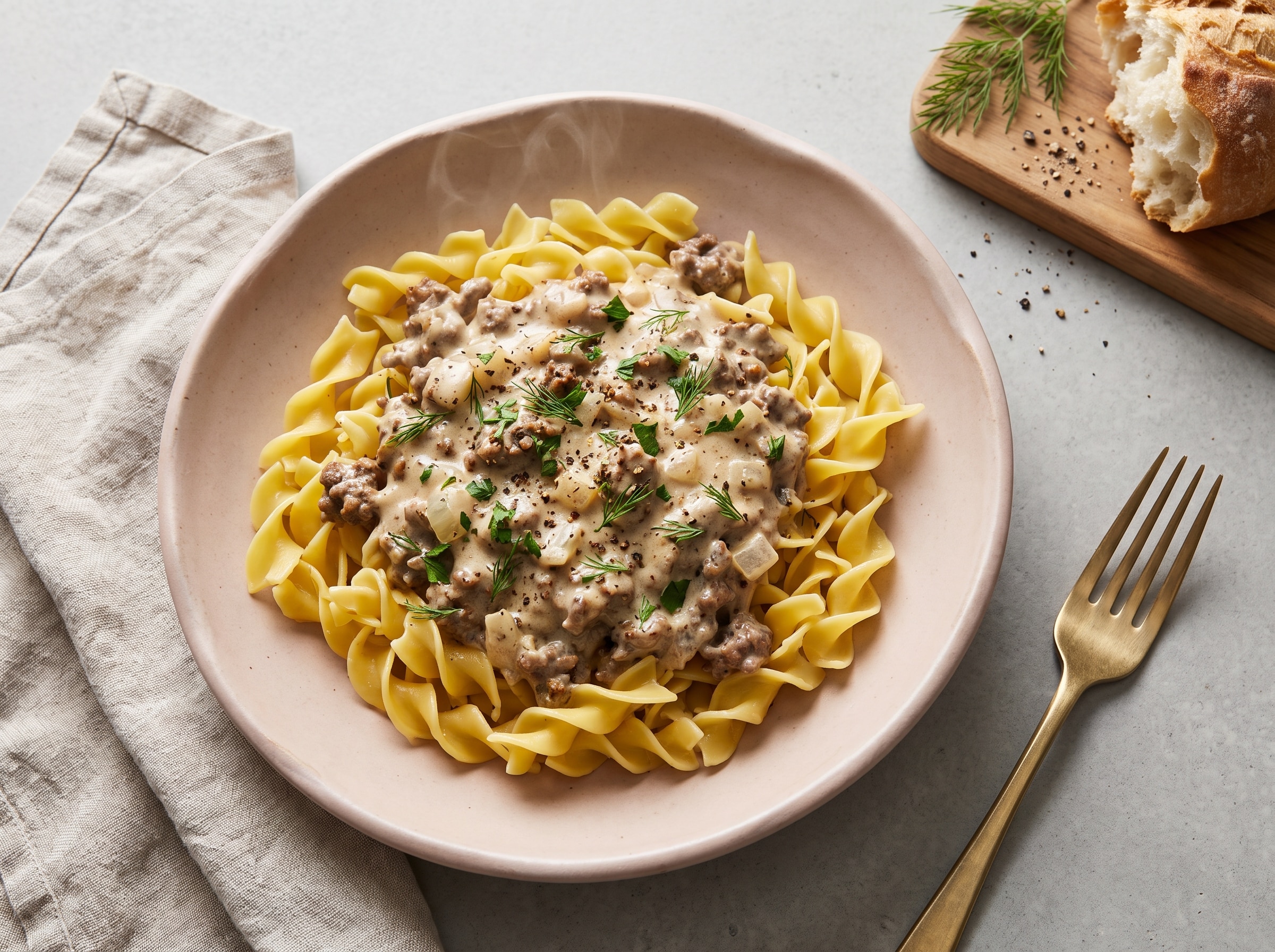 Chopped Beef Stroganoff