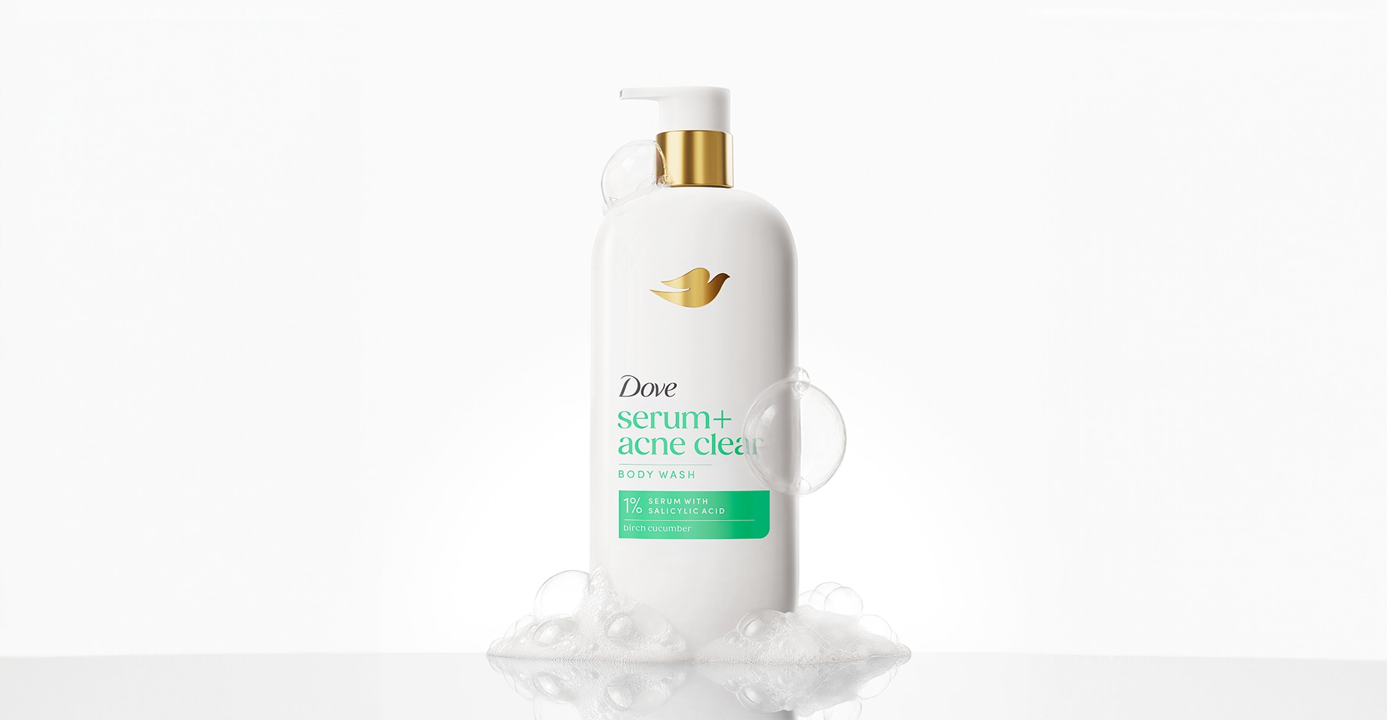 Product glorifier image of the Dove Serum+ Acne Clear Body Wash