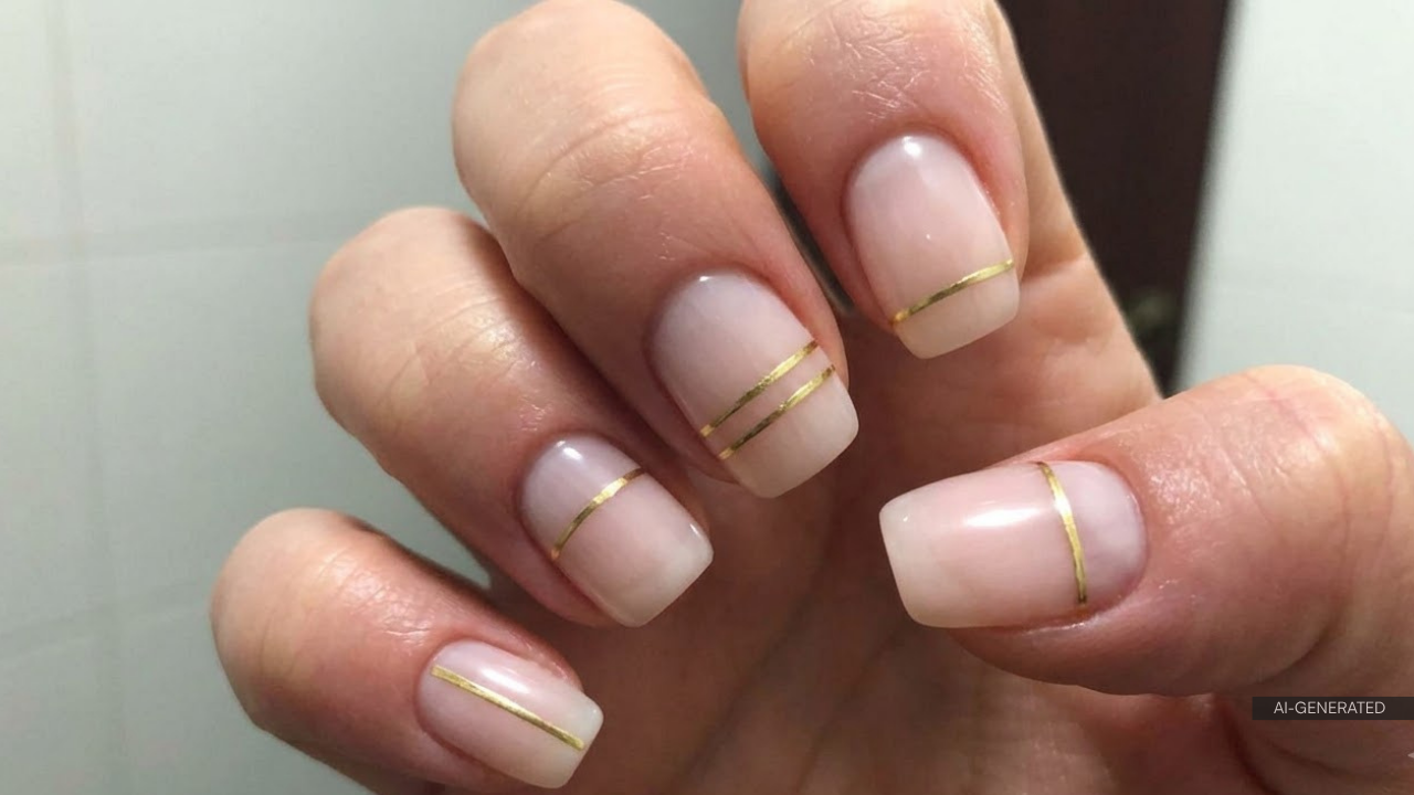19. Metallic Stripe Nails