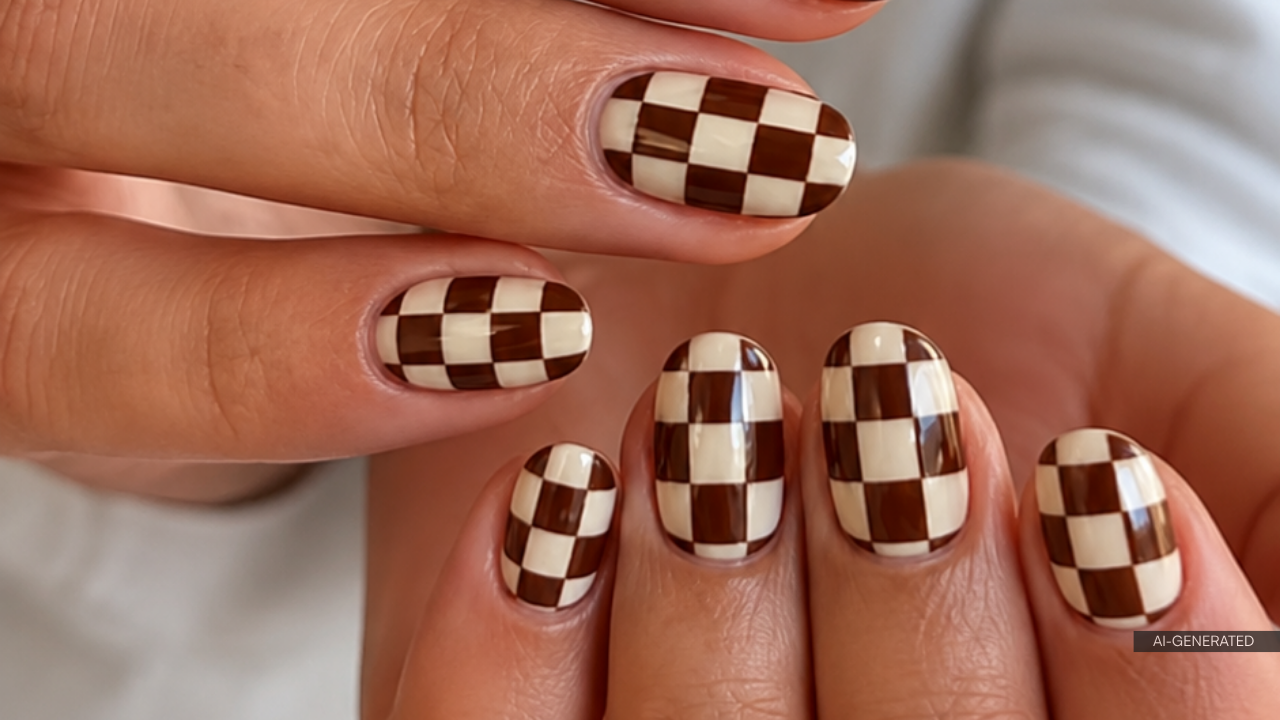 26. Checkerboard Nails