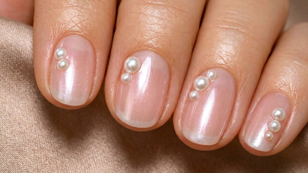 32. Pearl Accent Nails