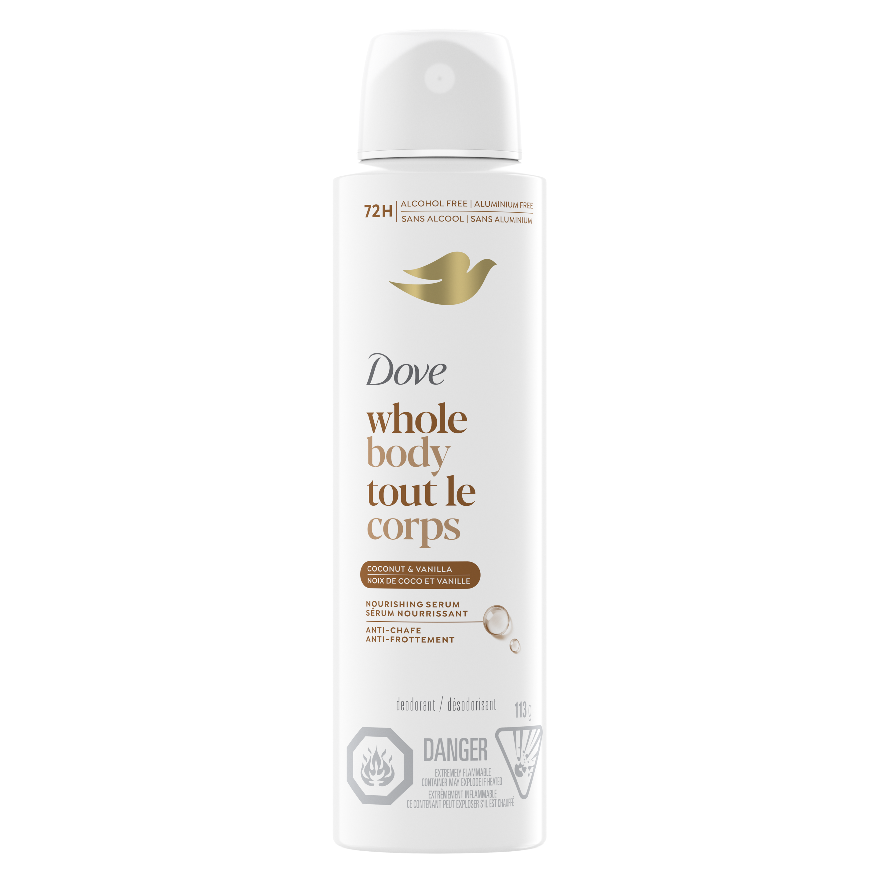 Dove Coconut & Vanilla Alcohol-Free Whole Body Deodorant Spray packshot