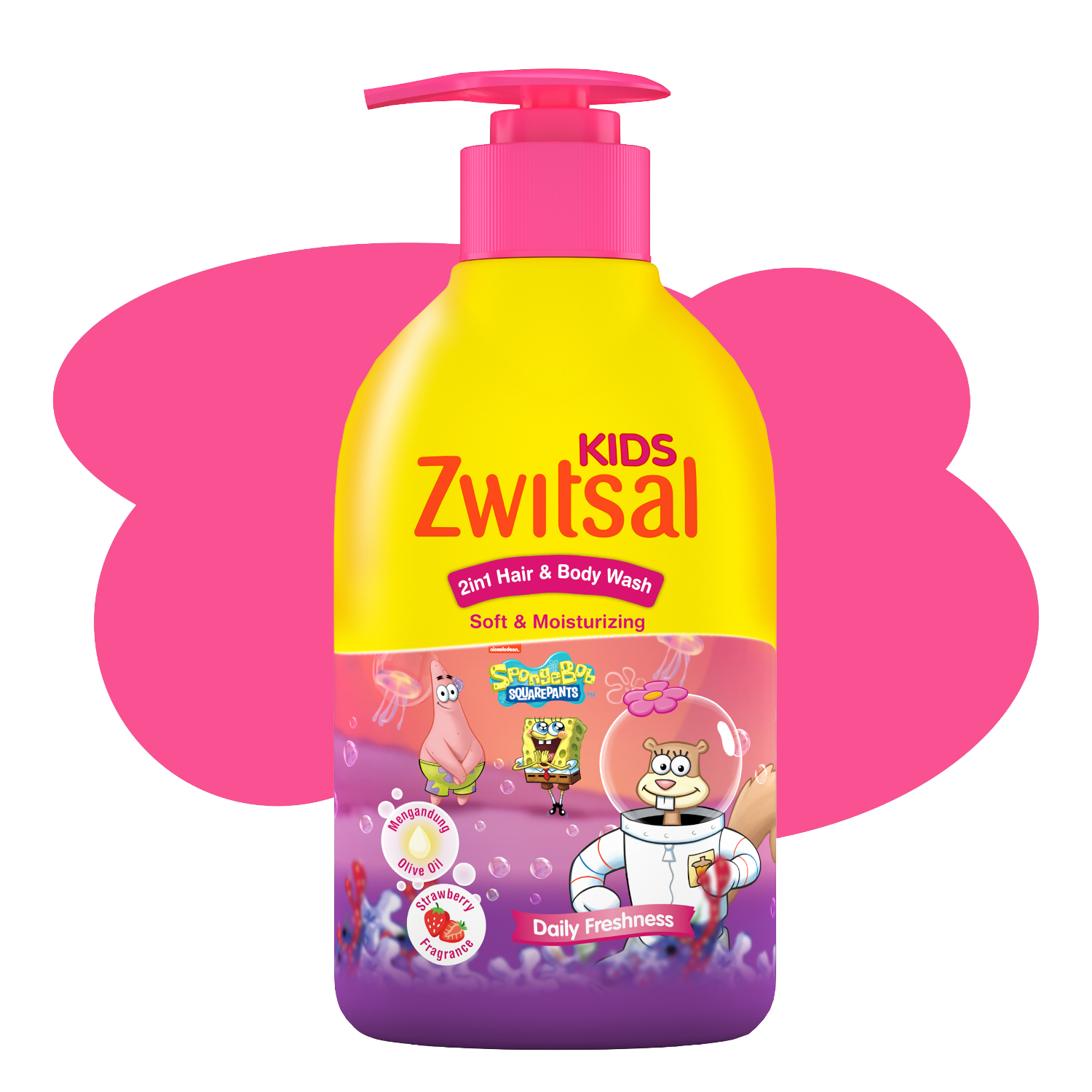 Zwitsal Kids Hair & Body Wash 2in1 Soft & Moisturizing 280mL packshot