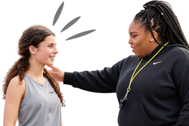 A coach and student working together 