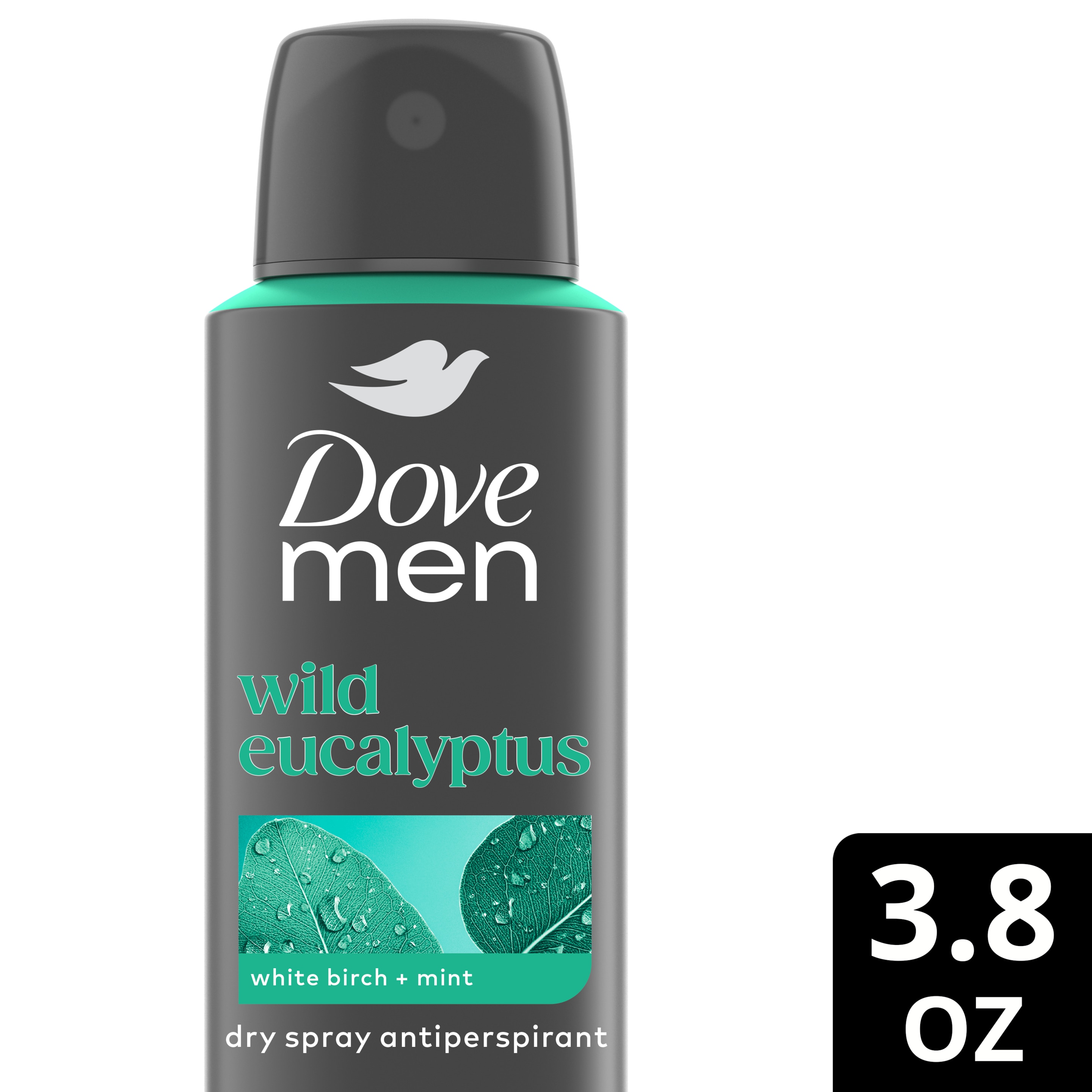 Dove Men+Care Wild Eucalyptus Dry Spray Antiperspirant 3.8 oz packshot