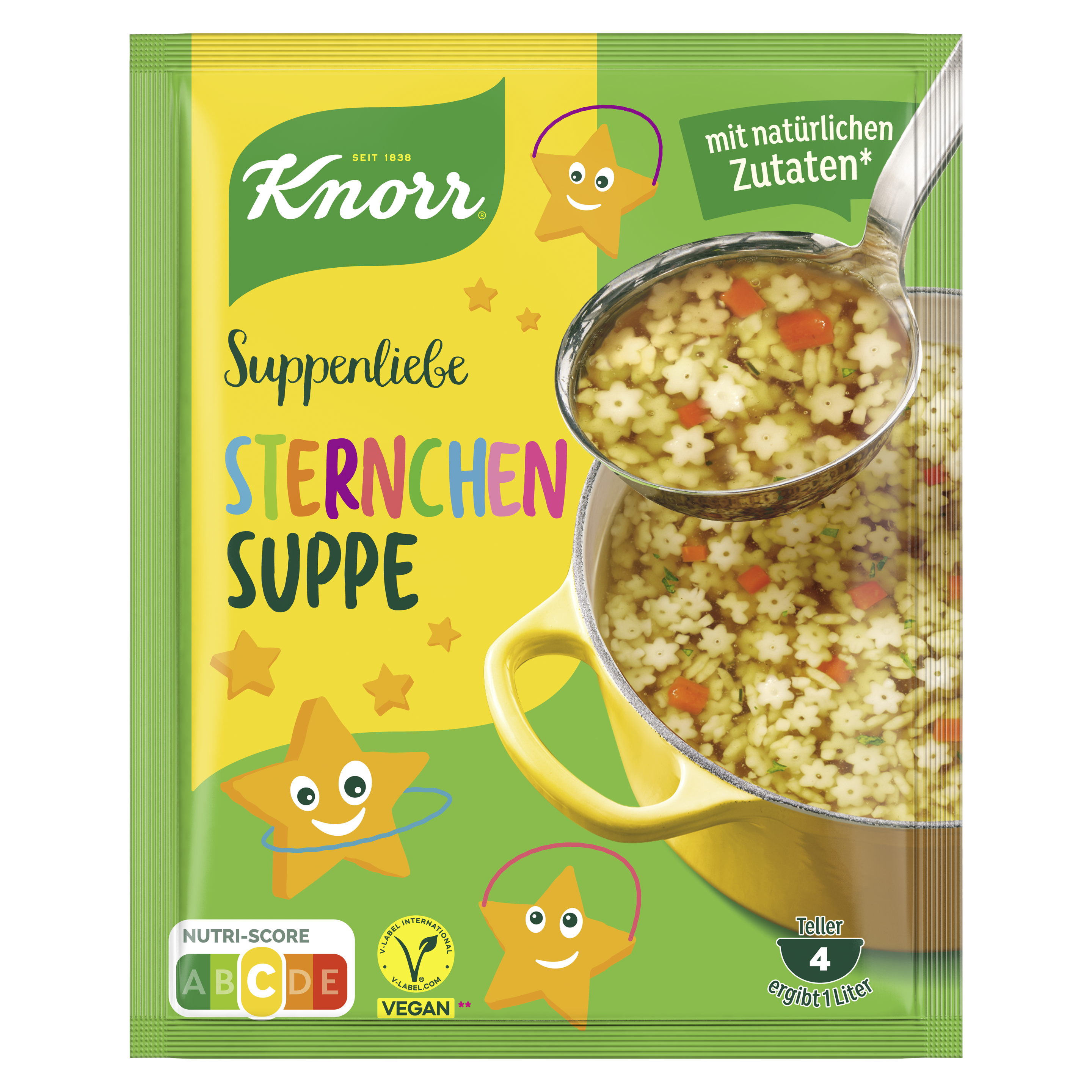Knorr Suppenliebe Sternchen Suppe leckere schnelle Suppe für Kinder und Erwachsene mit natürlichen Zutaten 4 Teller packshot
