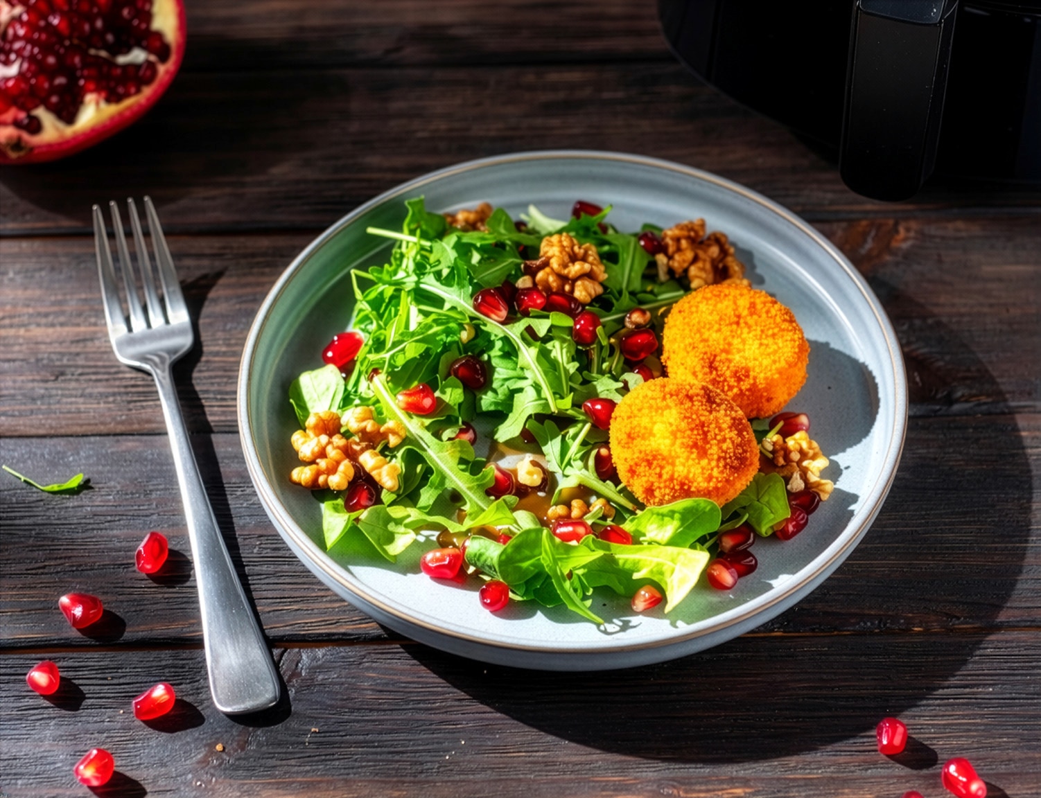 Weihnachtlicher Feldsalat mit Granatapfelkernen und Ziegenkäse aus dem Air Fryer 42 Min  recipe