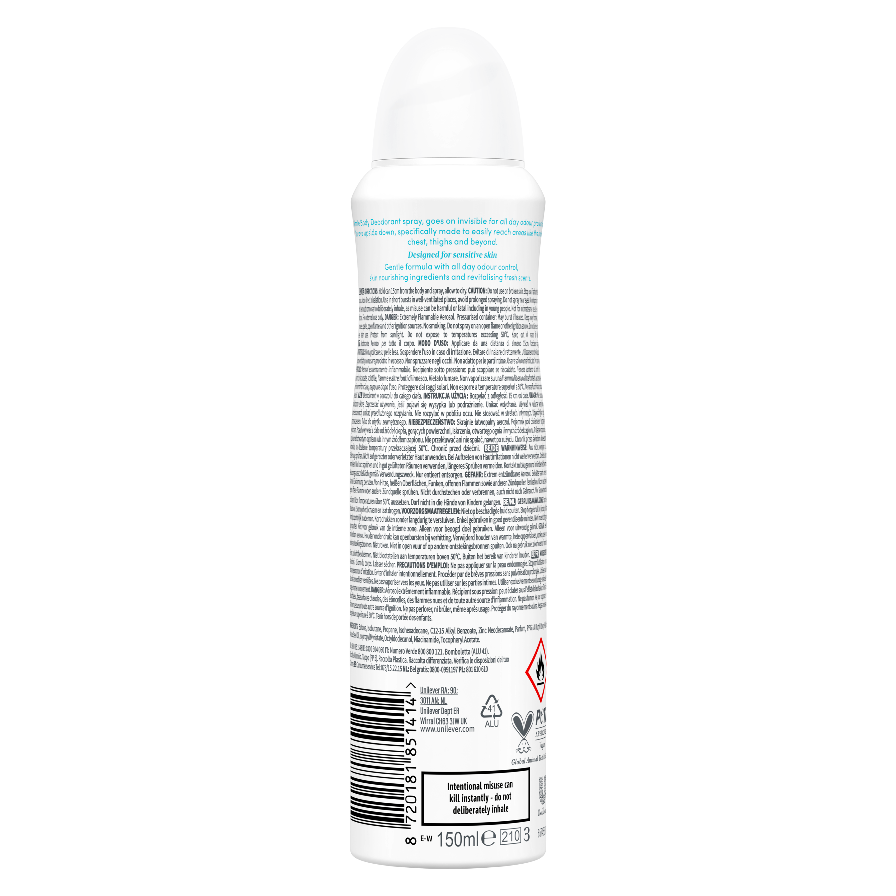 Dove Sea Mist & Peony Whole Body Deodorant Spray 150ml