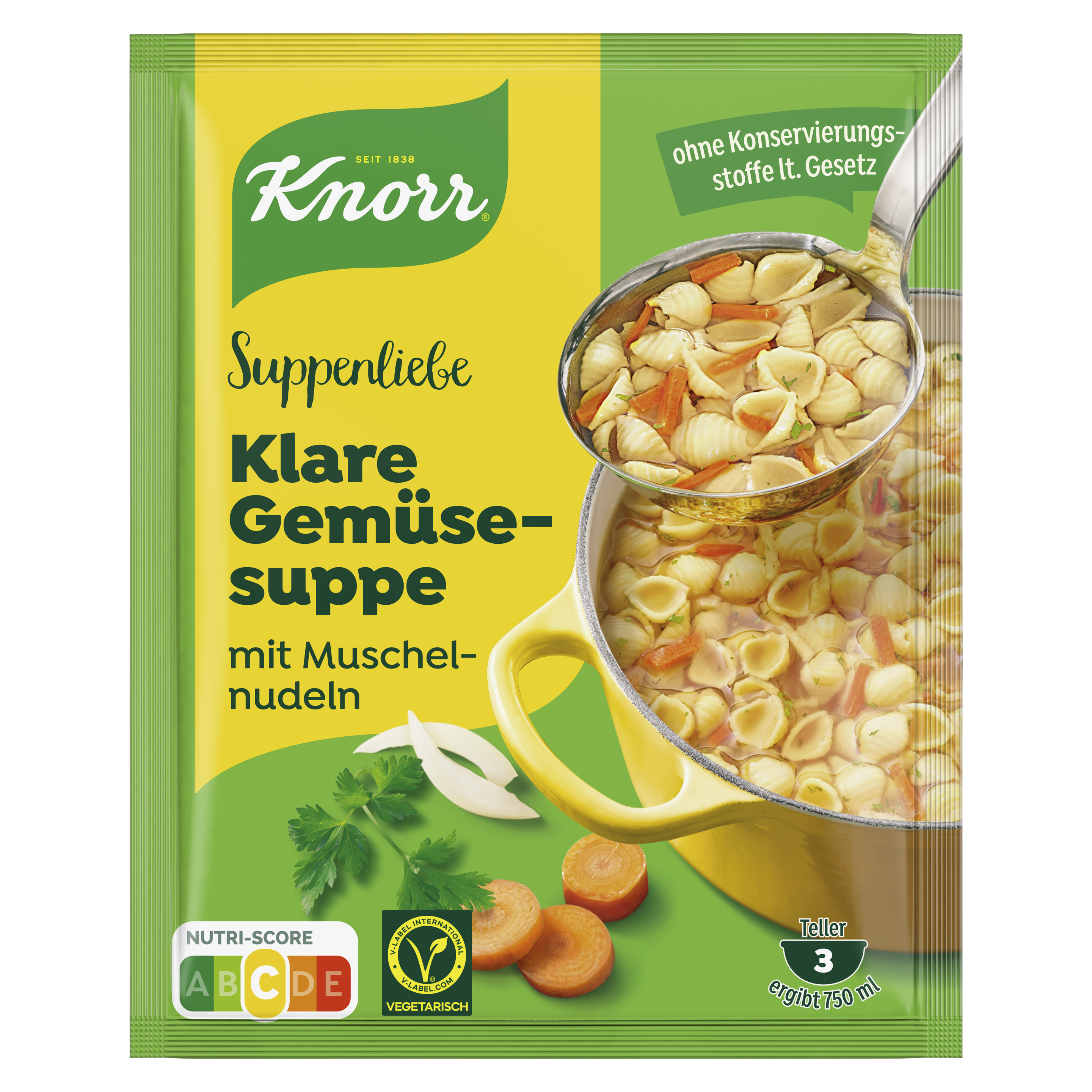 Knorr Suppenliebe Gemüsesuppe mit Muschelnudeln 750ml Beutel packshot