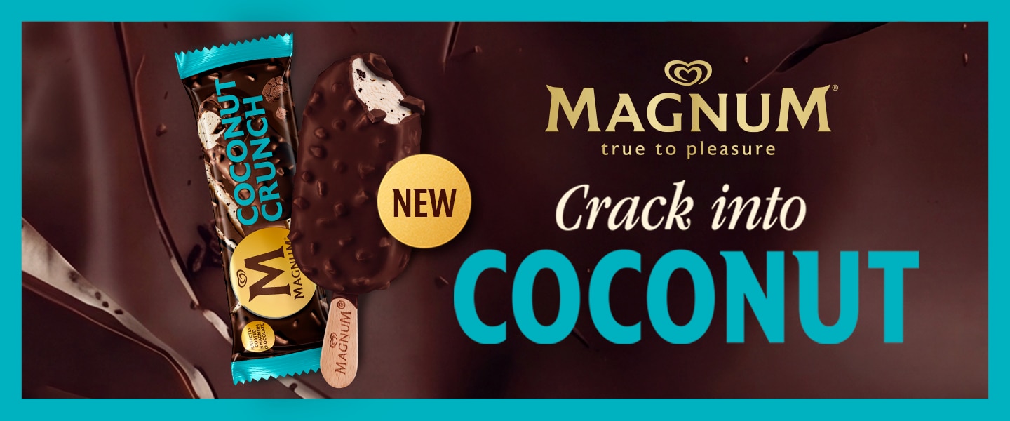 Magnum Chocolate Brownie with brownie pieces and almonds.