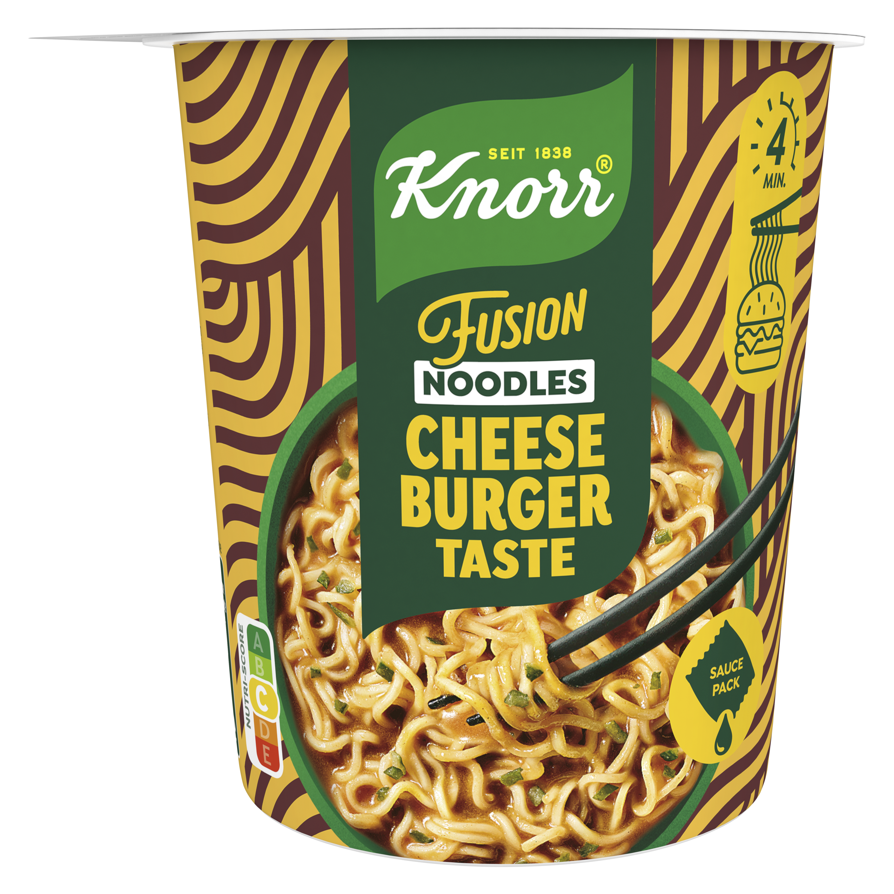 Knorr Fusion Noodles Cheeseburger Taste 80g Becher packshot