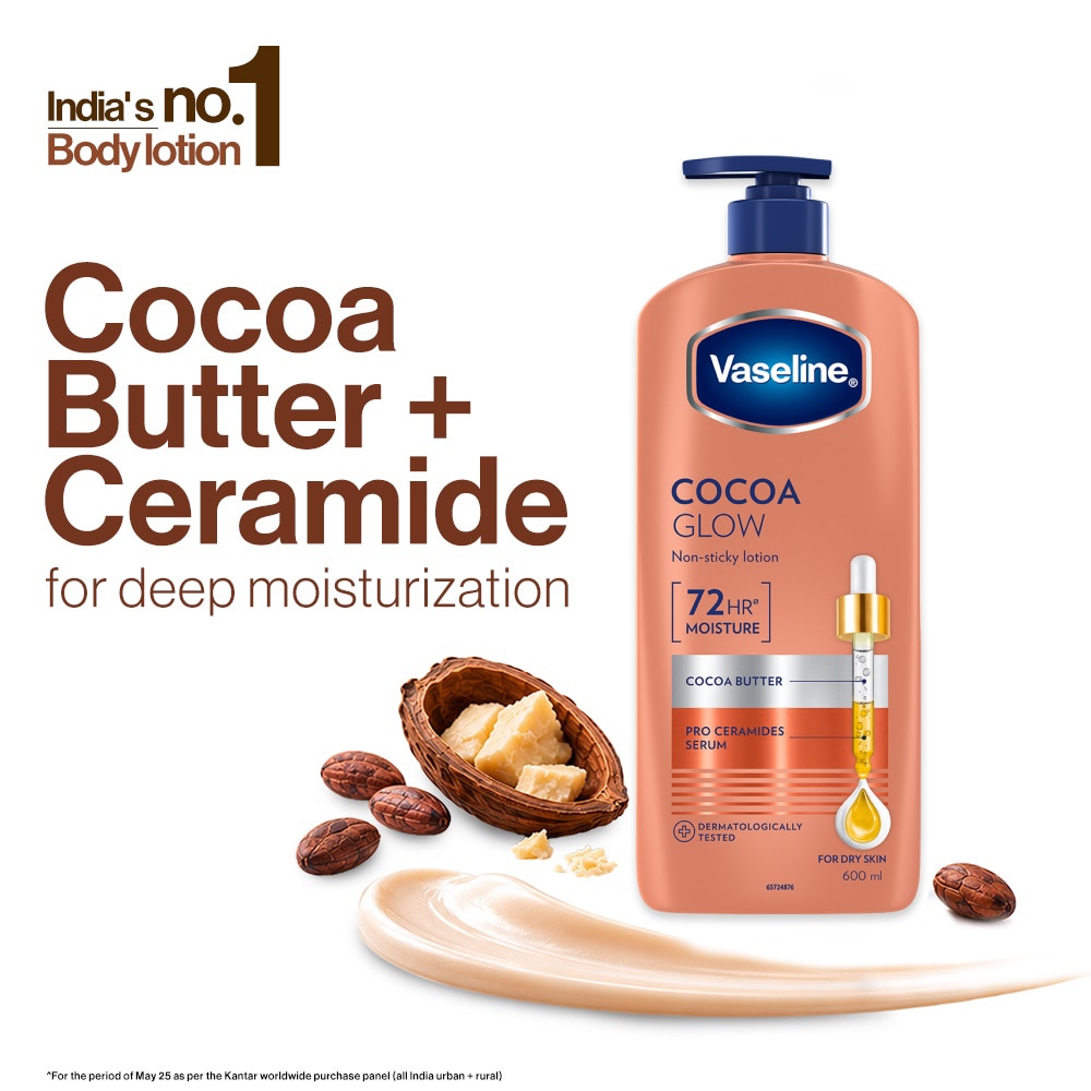 Vaseline Cocoa Glow Body Lotion with Ceramides & Cocoa Butter for Dry Winter Skin, 600 ml packshot