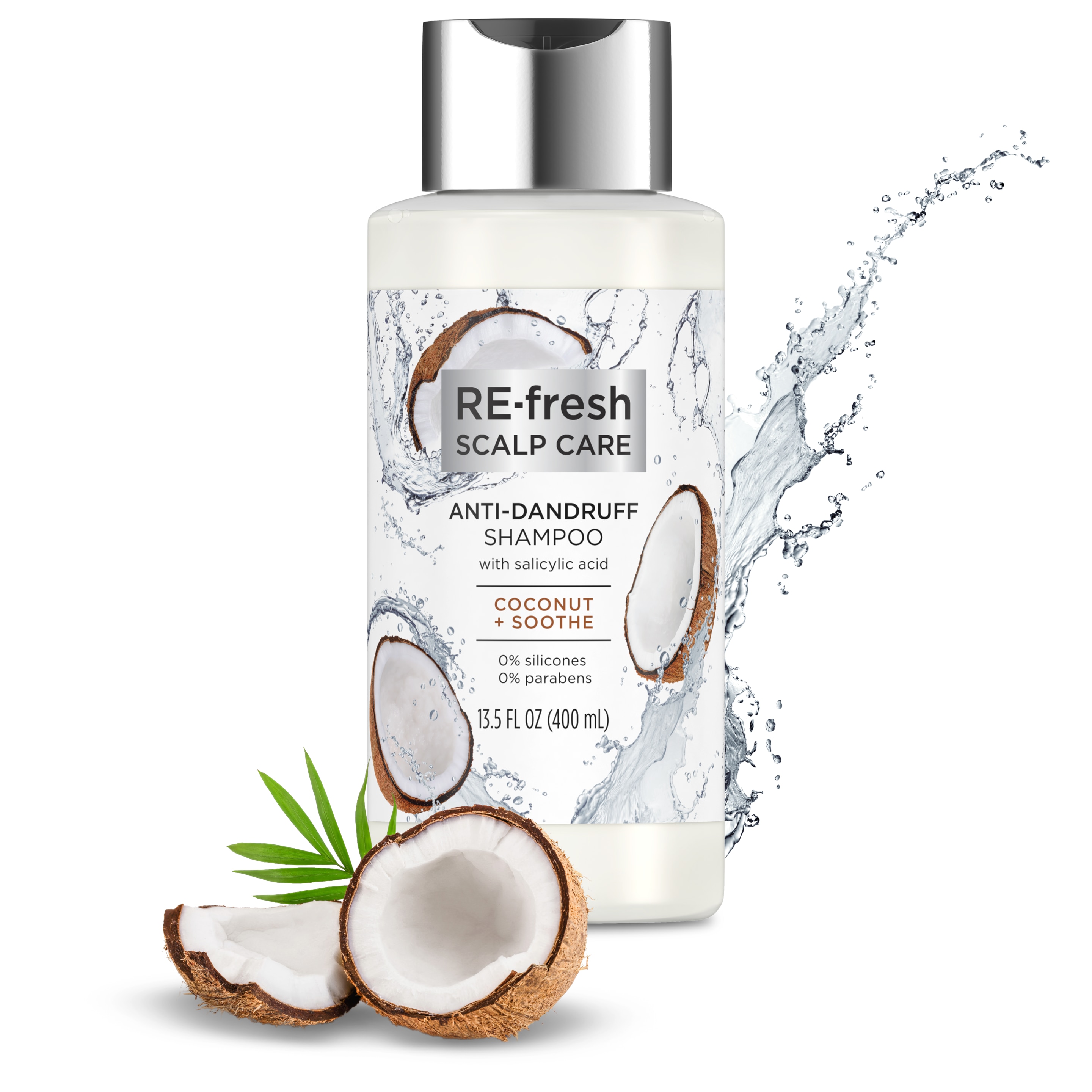 Front of shampoo pack RE-fresh Coconut + Soothe Shampoo