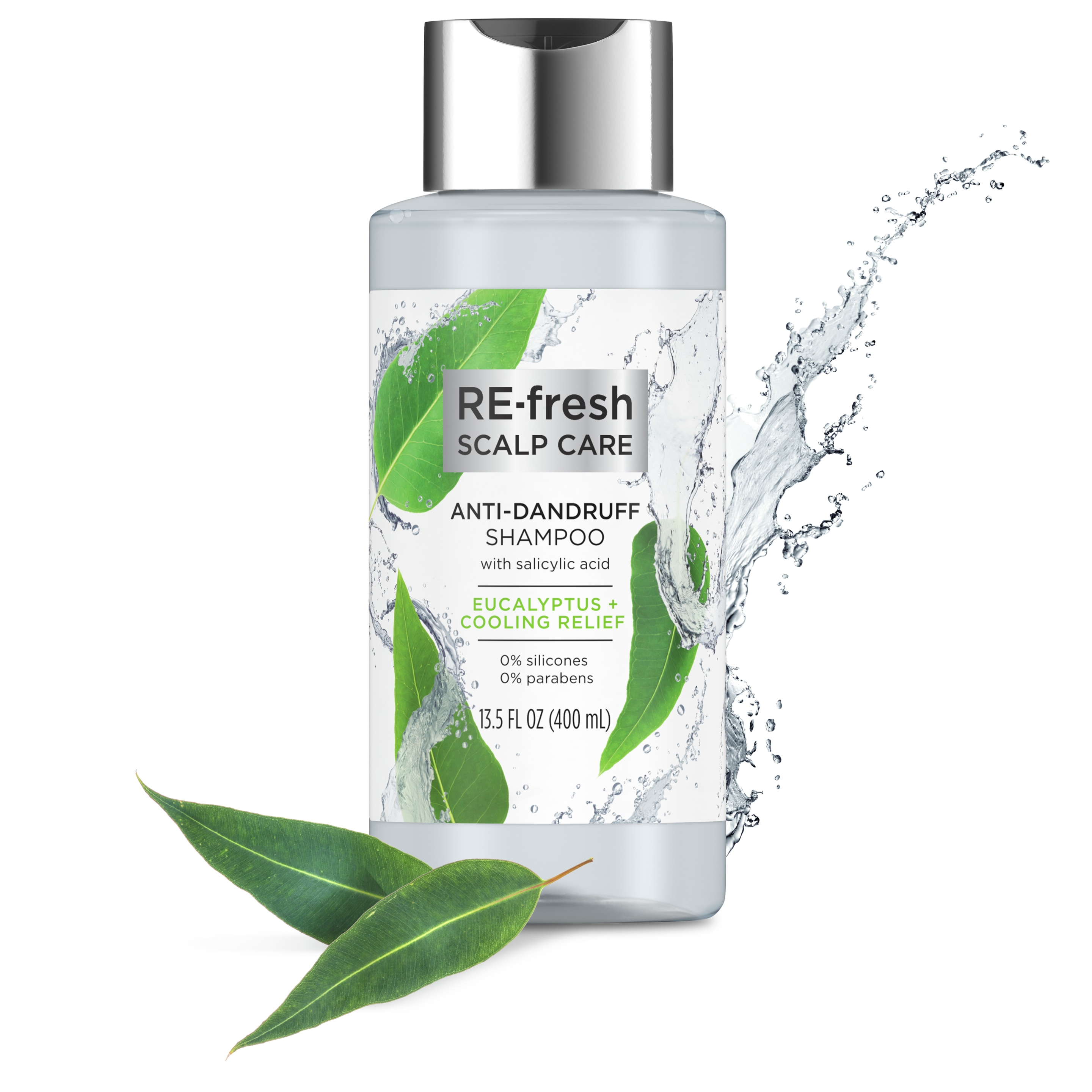 Front of shampoo pack RE-fresh Eucalyptus + Cooling Relief Shampoo