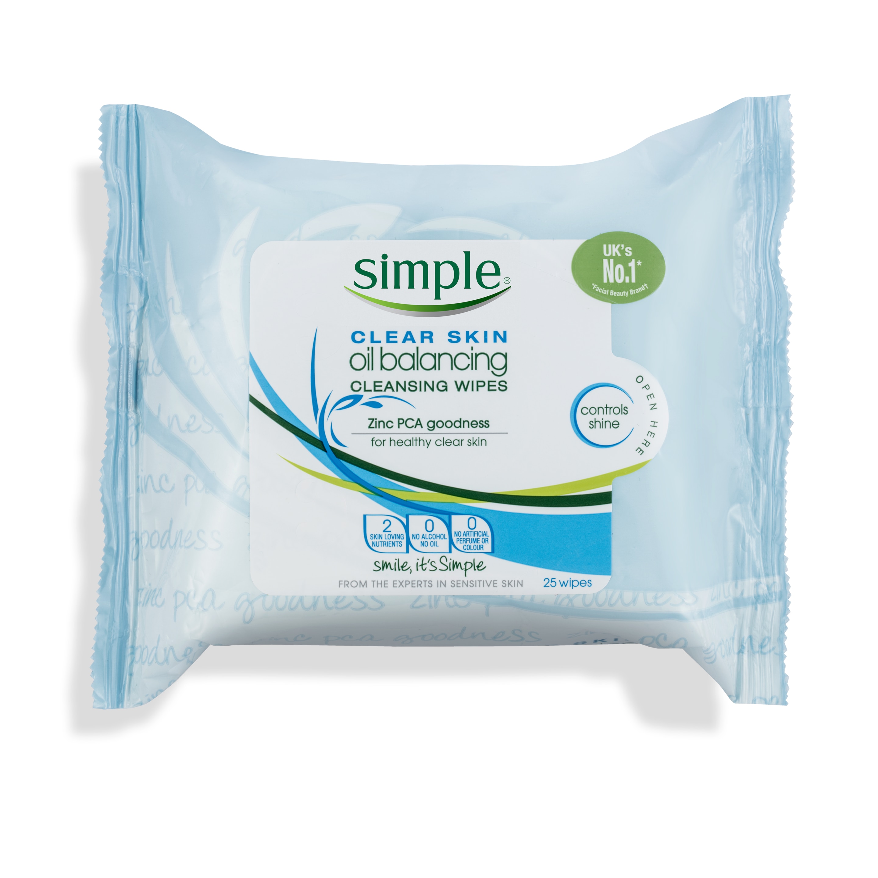 Simple Clear Skin Oil Balancing Cleansing Wipes packshot