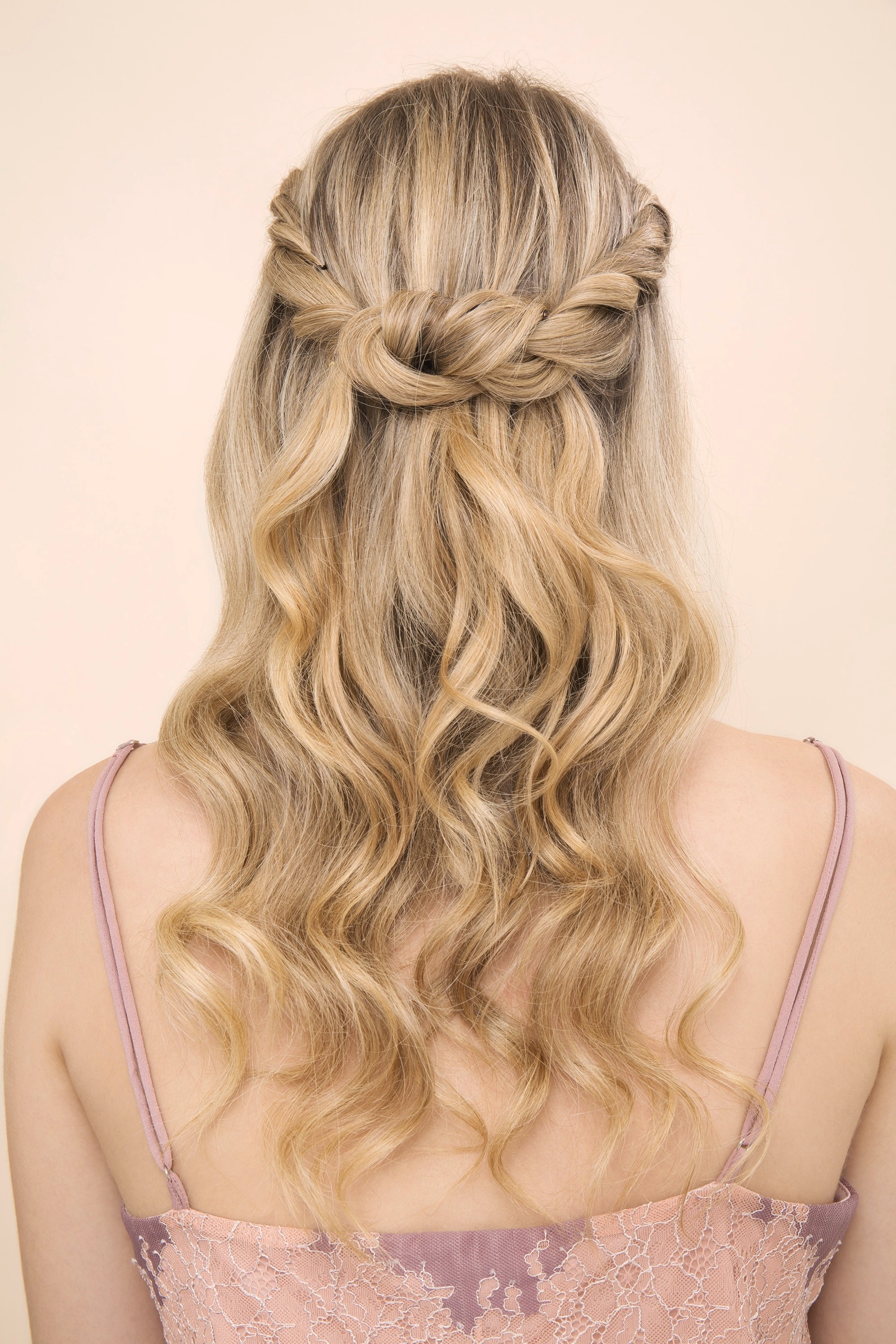 Collage of elegant prom hair ideas by All Things Hair