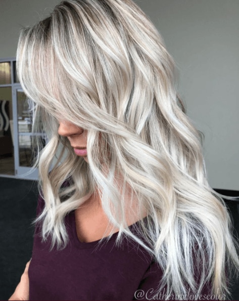 Woman with dark brown balayage straight hair