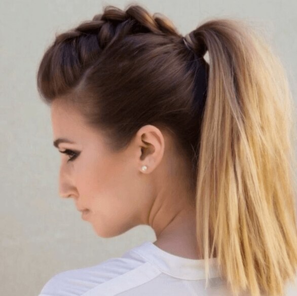 Woman with dark brown balayage straight hair