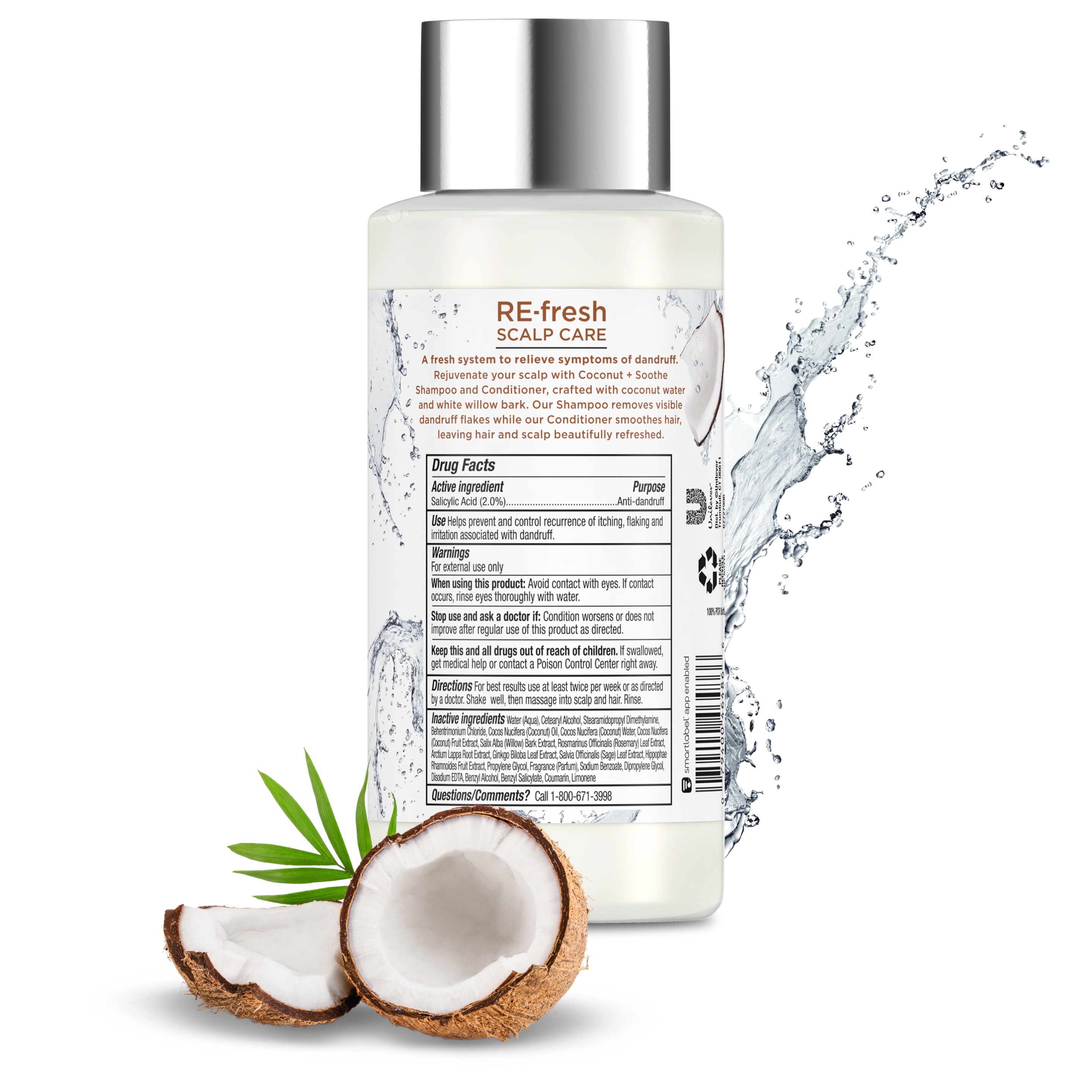 Back of conditioner pack RE-fresh Coconut + Soothe Conditioner