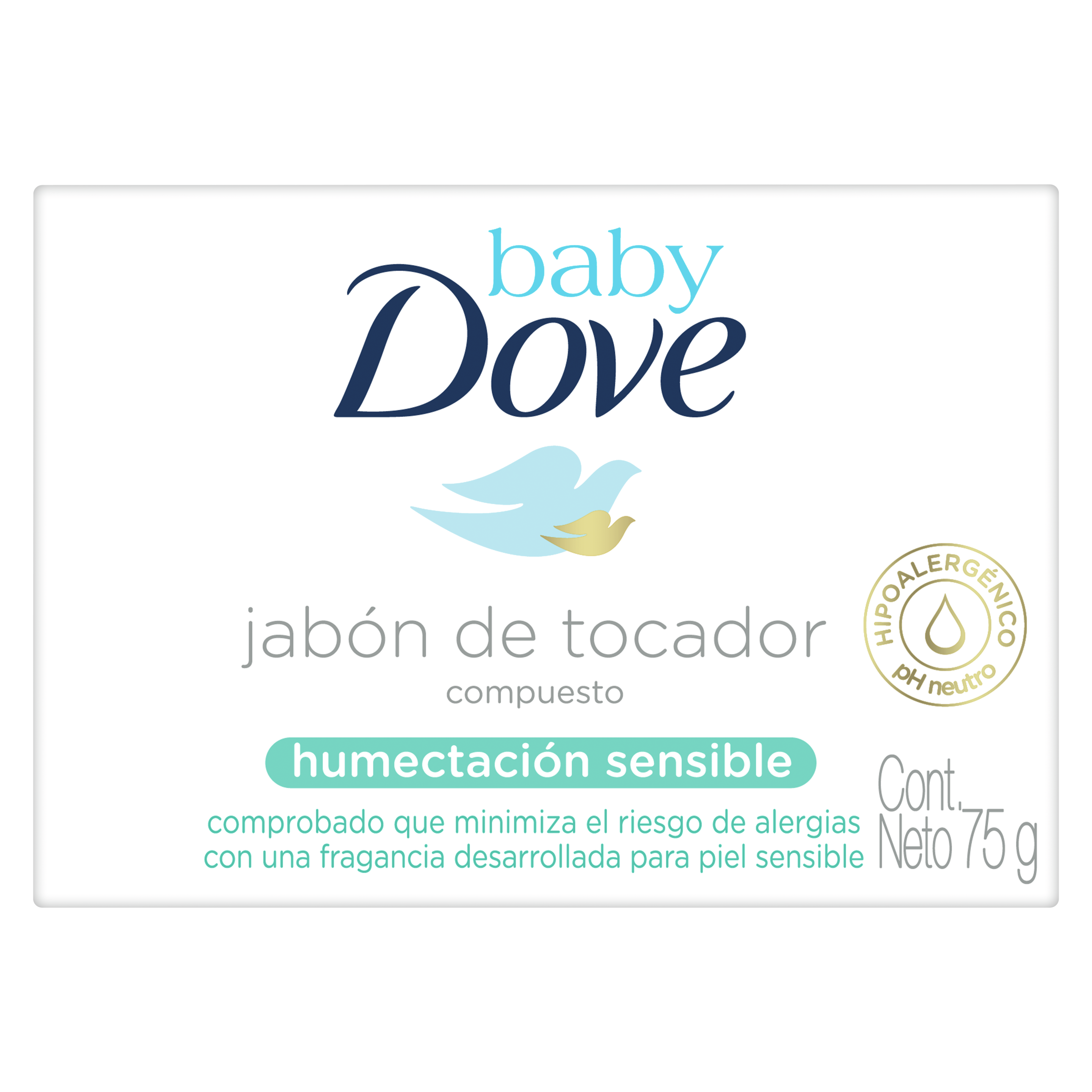 Baby Dove jabón de tocador compuesto. Humectación sensible.