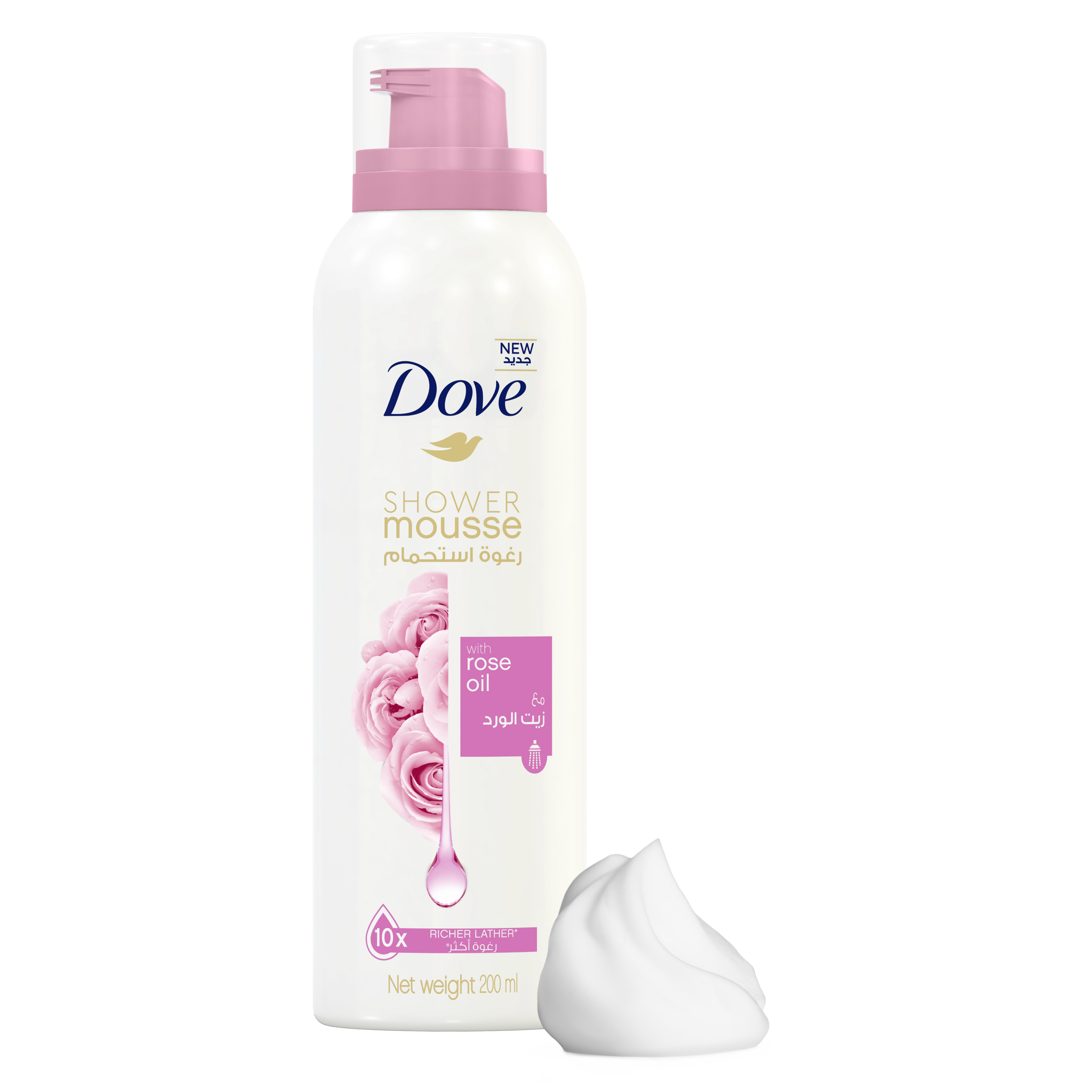 Dove Body Wash Mousse with Rose Oil 200ml