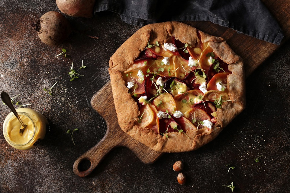Maille Beet Galette with Goat Cheese