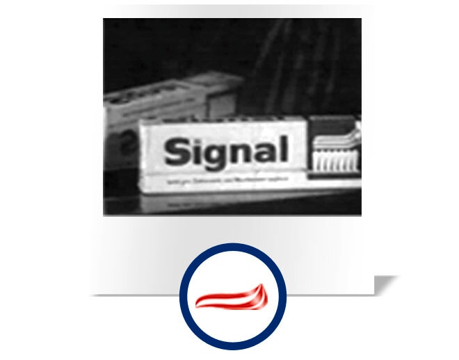 Signal toothpaste black and white image