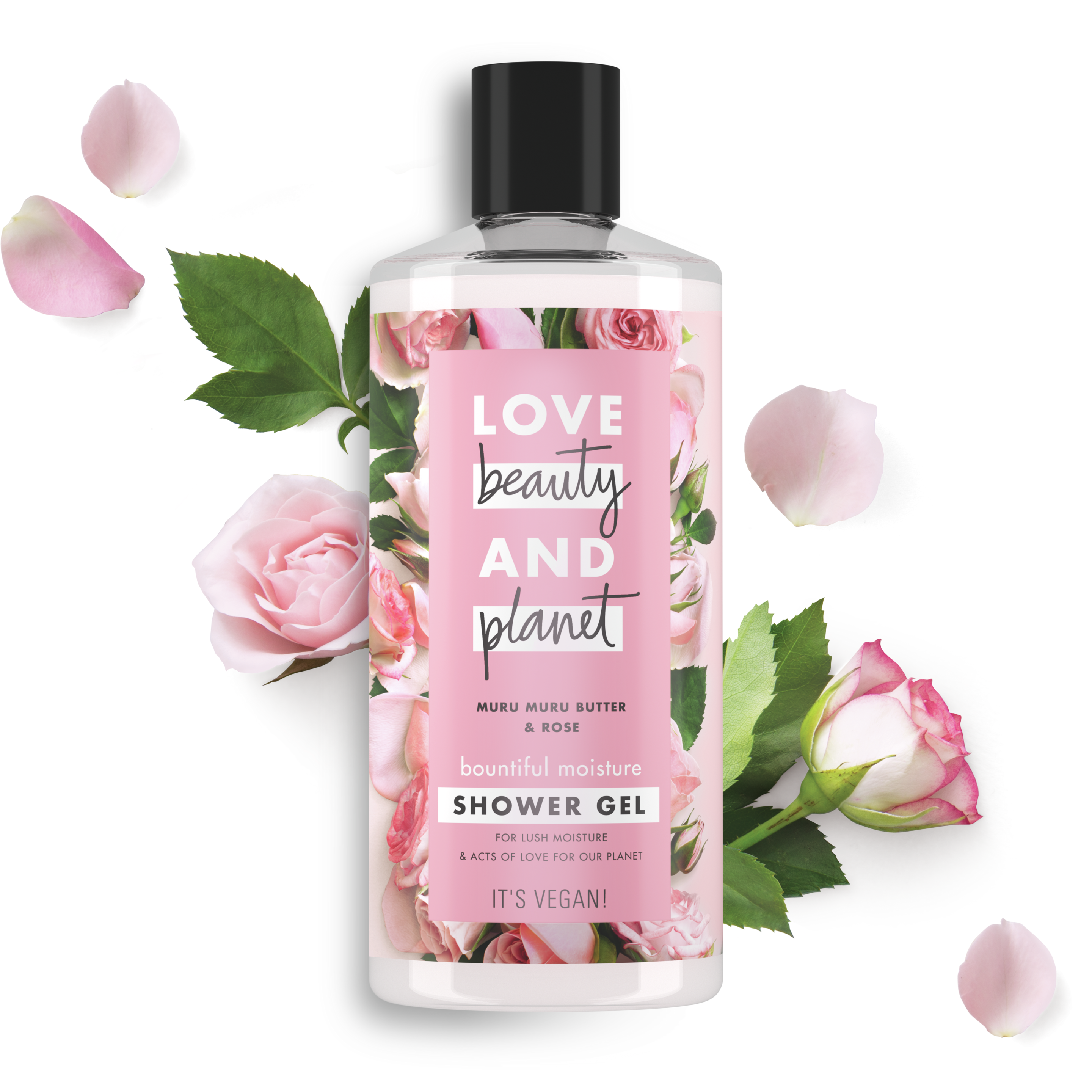 Front of body wash pack Love Beauty Planet Muru Muru Butter & Rose body wash  Bountiful Moisture 500ml