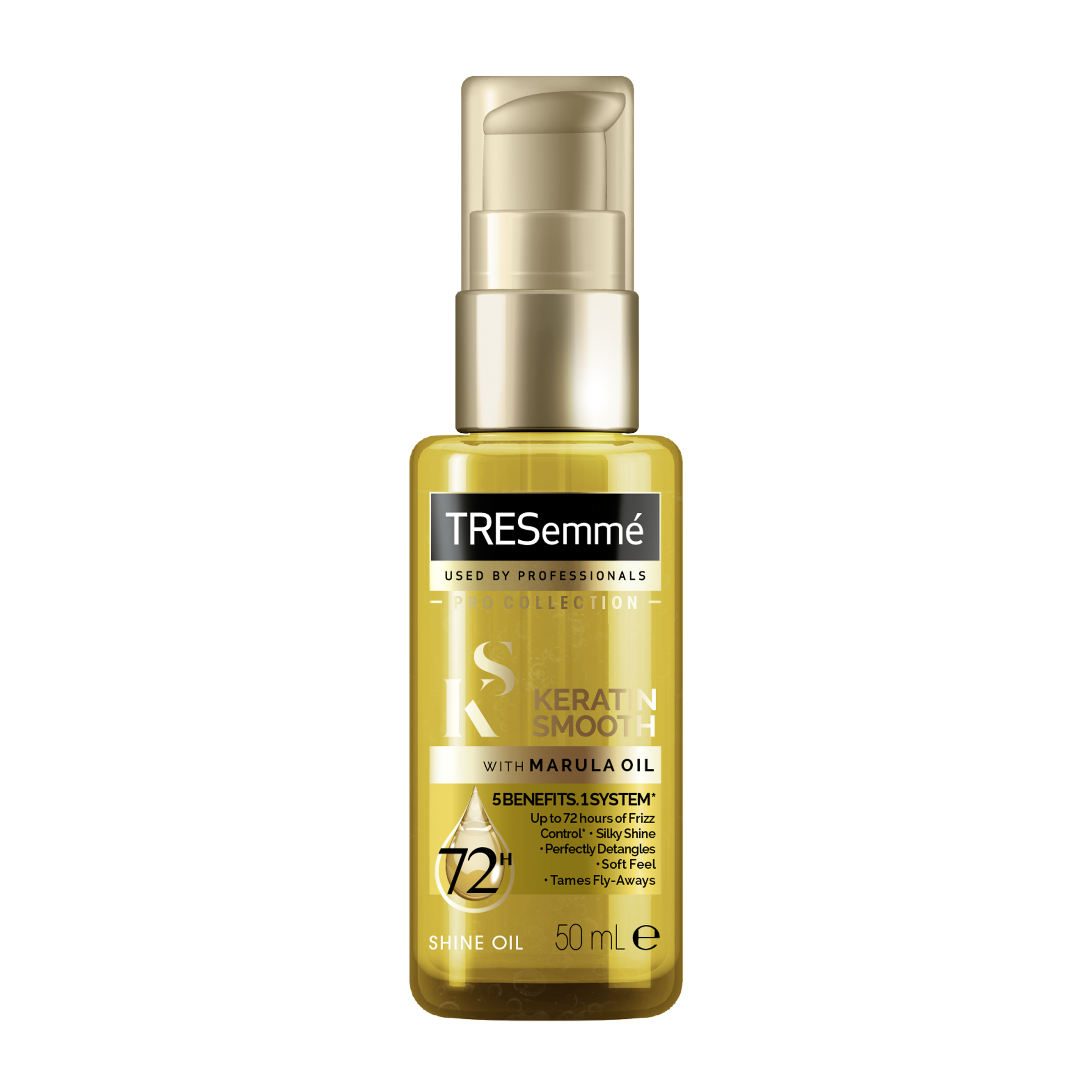 A 50ml bottle of TRESemmé Keratin Smooth Oil front of pack image